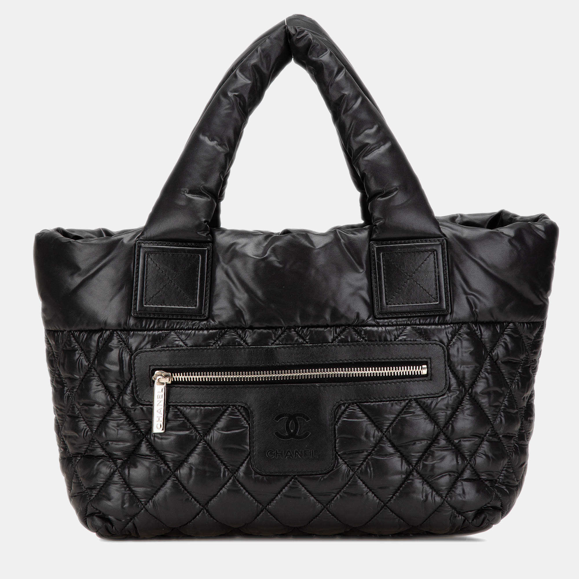 Pre Owned Chanel Black Small Quilted Nylon Coco Cocoon Tote
