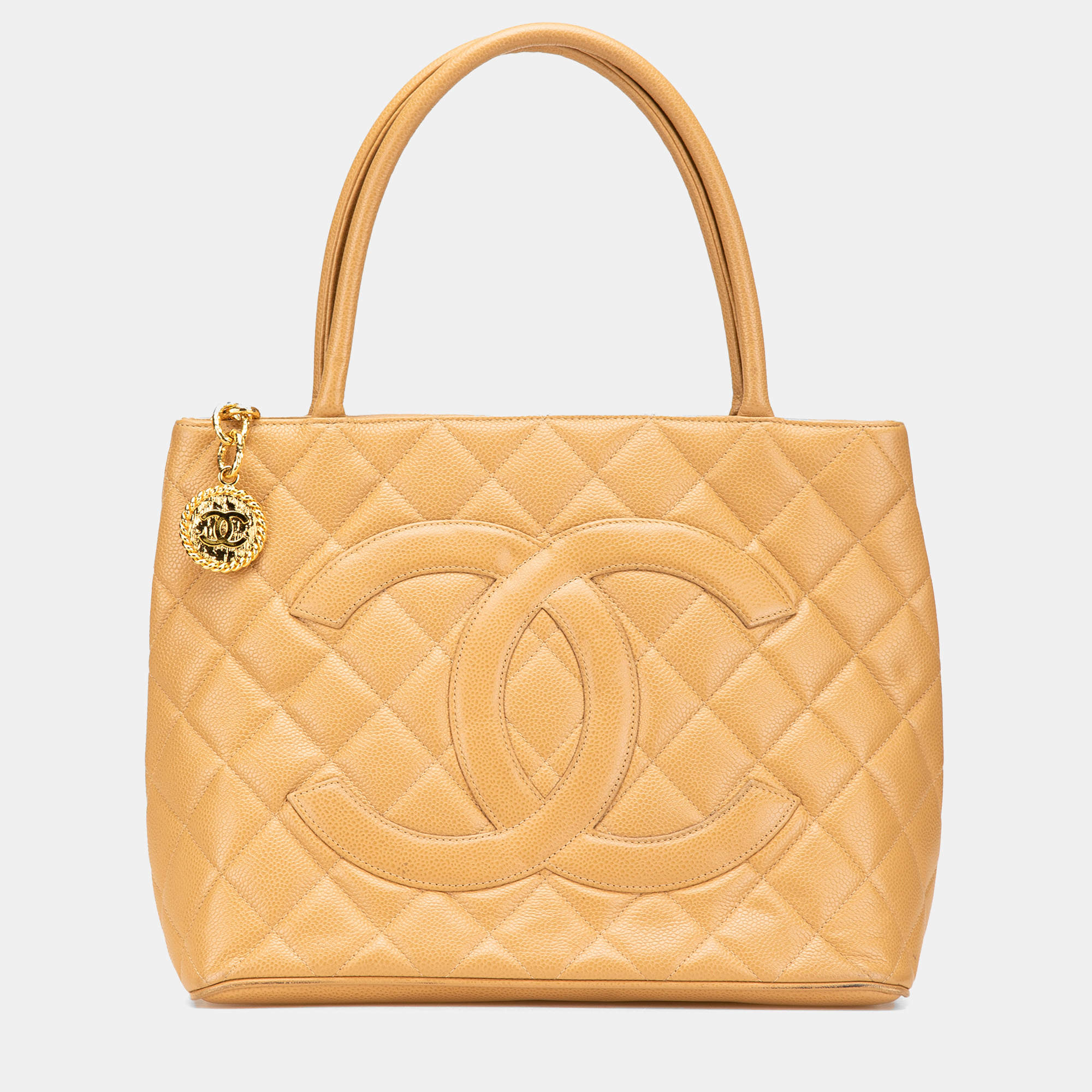 Pre Owned Chanel Brown Caviar Medallion Tote