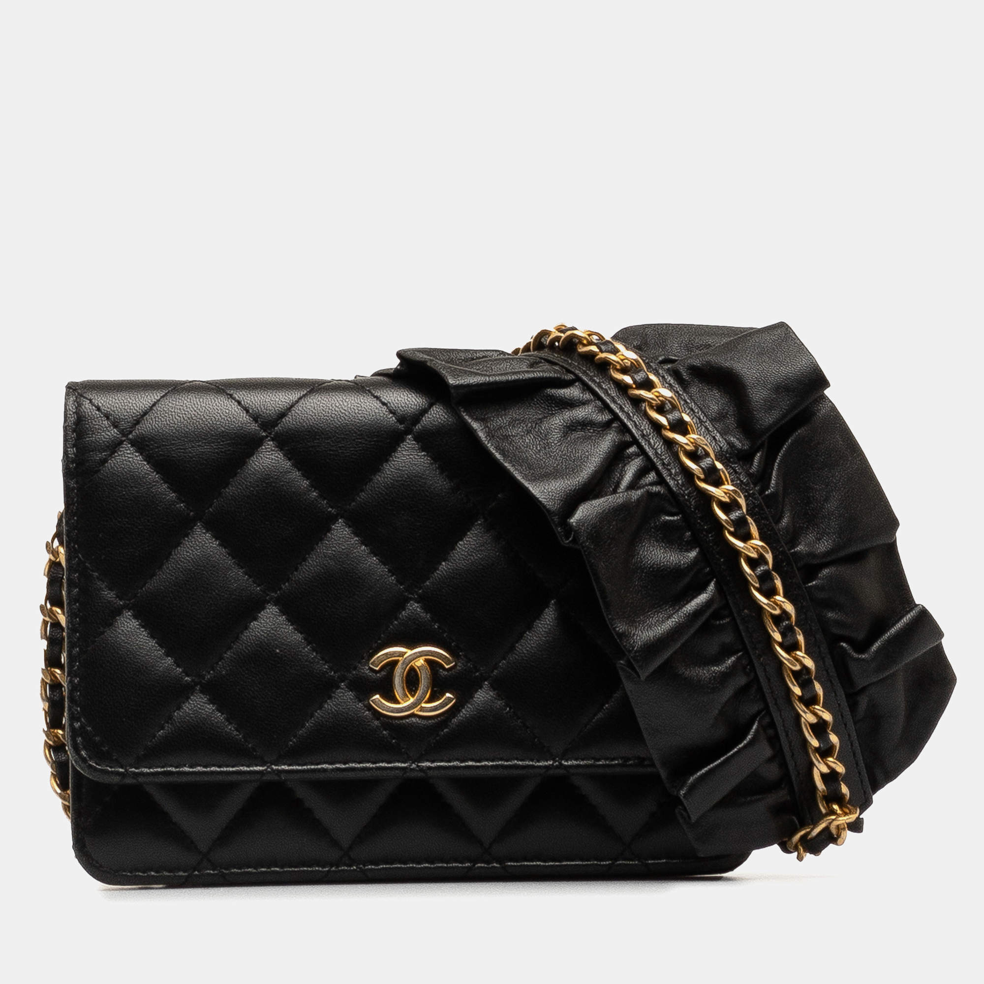 Chanel Red Lambskin Romance Wallet On Chain