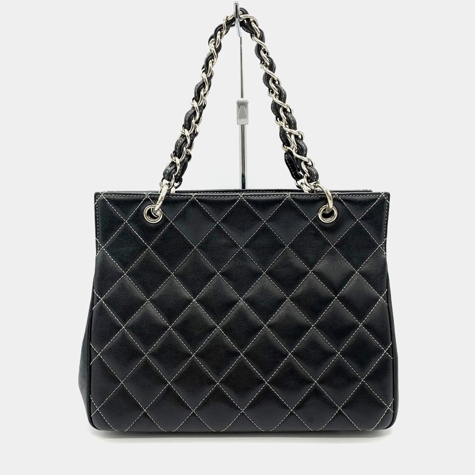 Chanel Black Lambskin Shopper Tote Bag