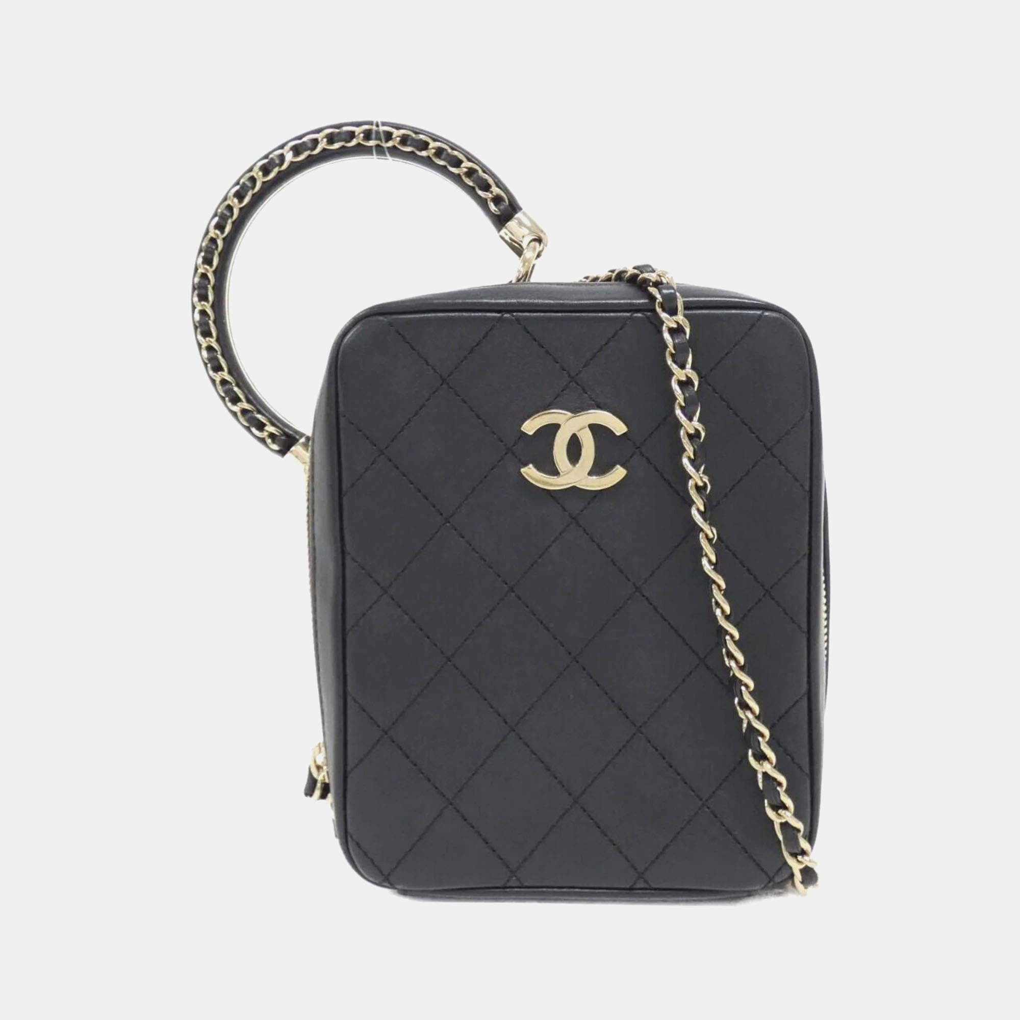 Pre Owned Chanel Black Leather Bag