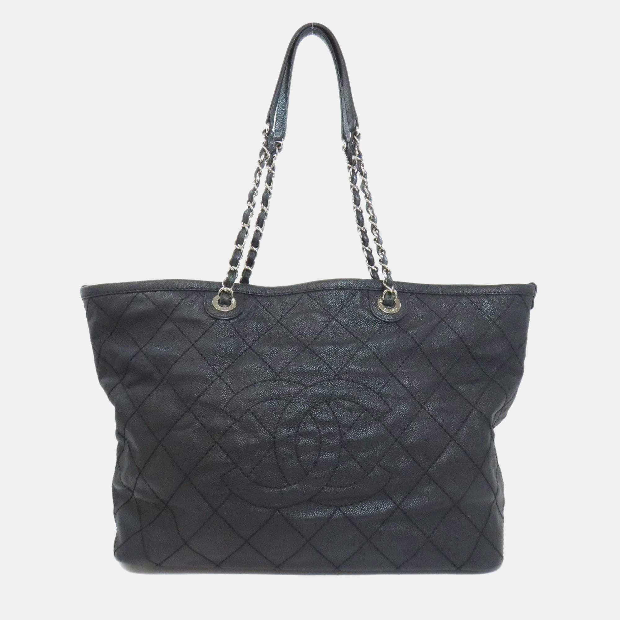 Pre Owned Chanel Matelasse Tote Bag Grained Calfskin