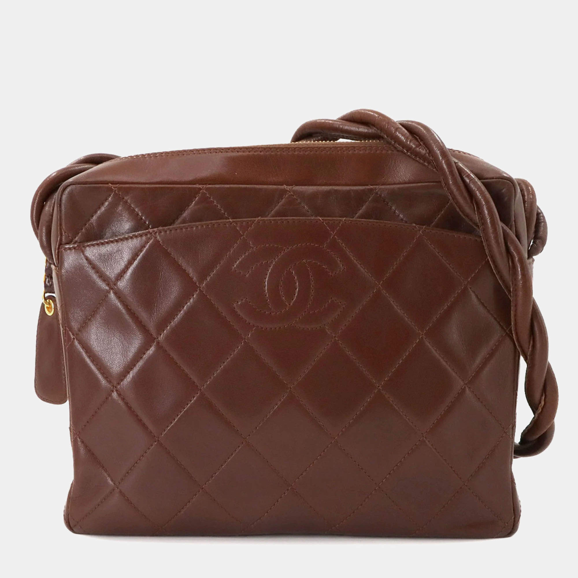Chanel Brown Matelasse Leather Shoulder Bag