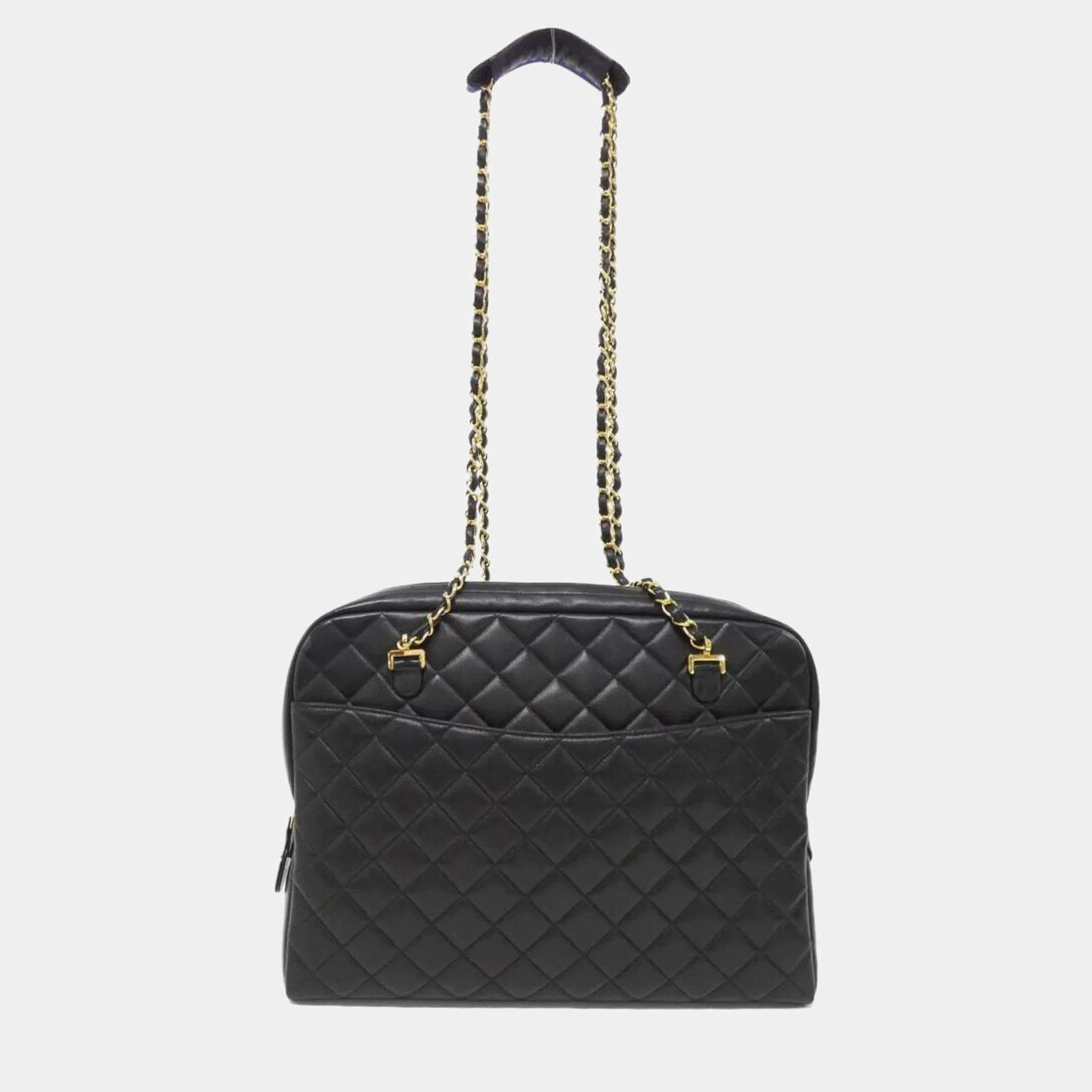 Chanel Black Lambskin Leather Shoulder Bag