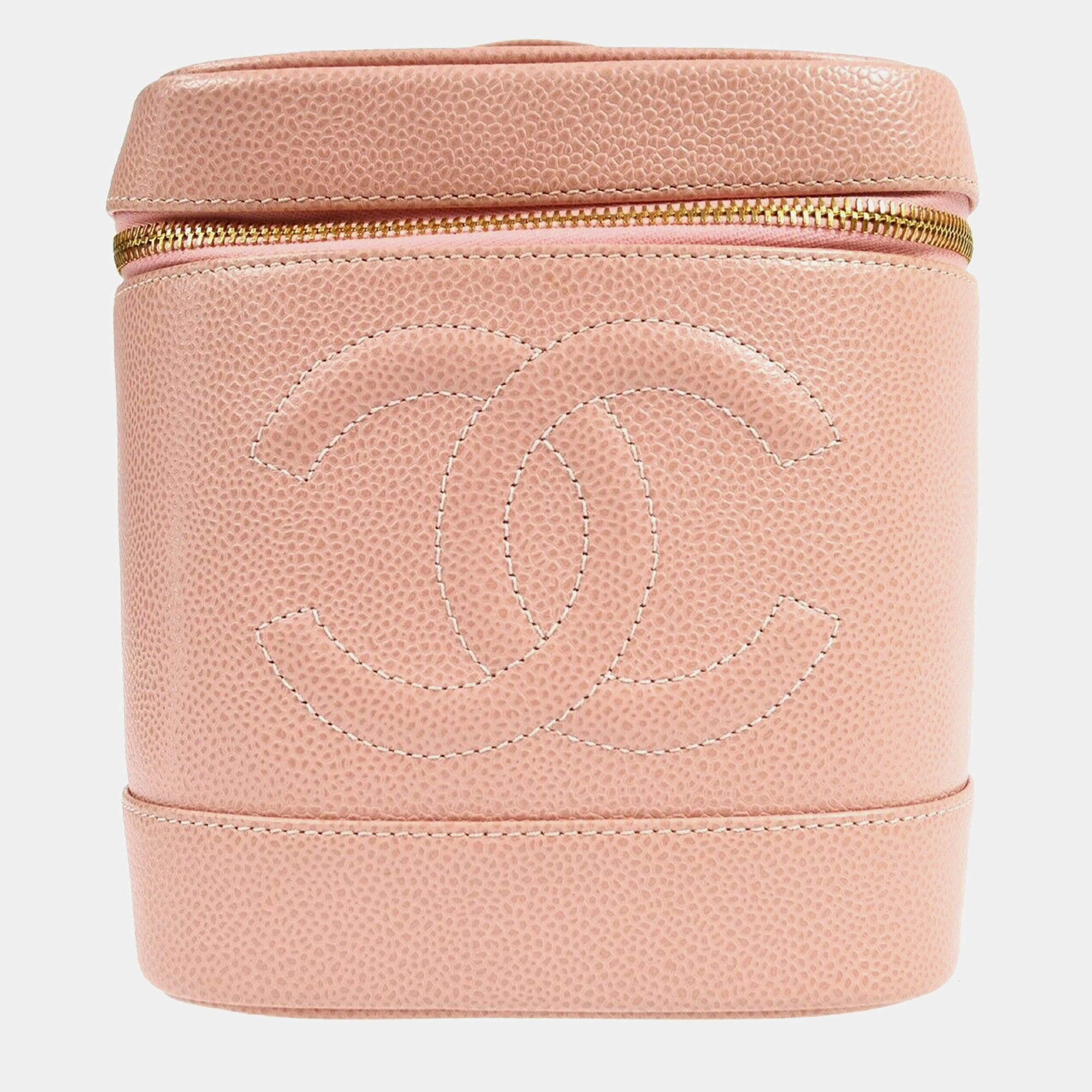 Chanel Pink Caviar Learher Timeless Vanity Shoulder Bag