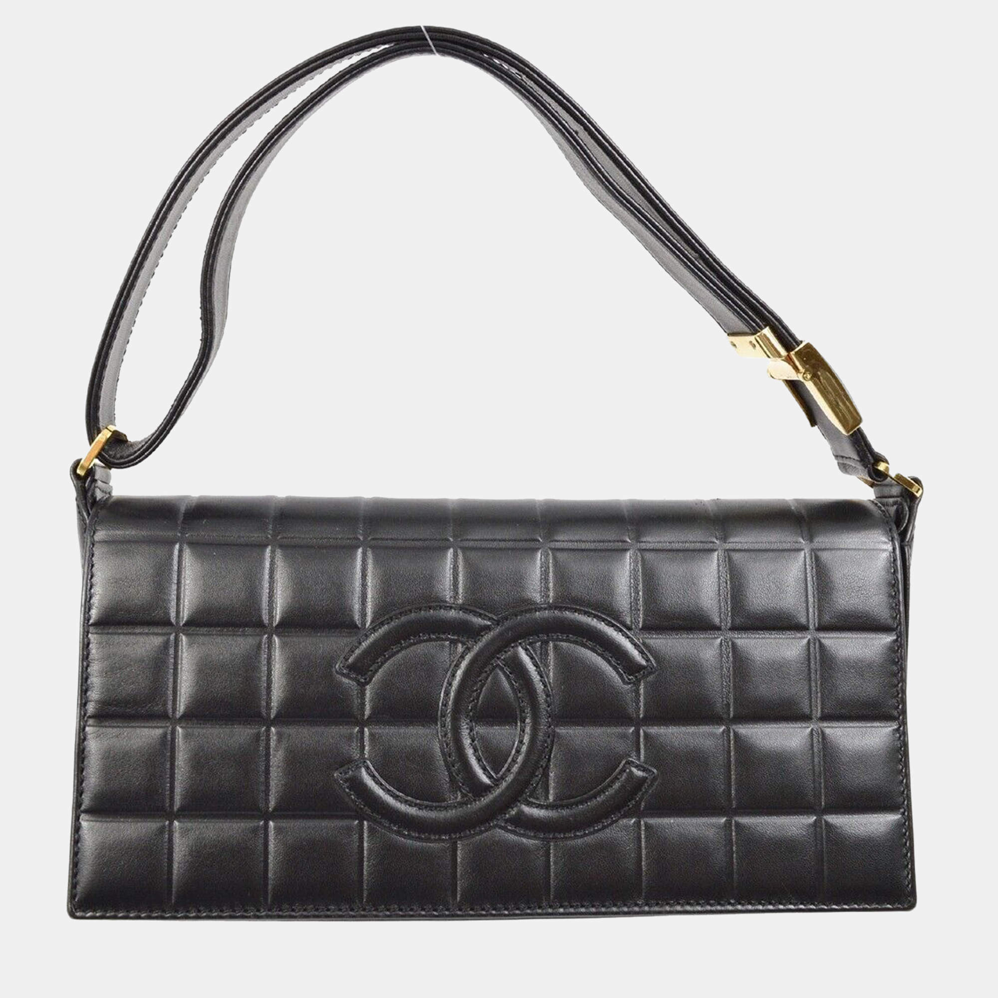 Chanel Black Lambskin Choco Bar Shoulder Bag