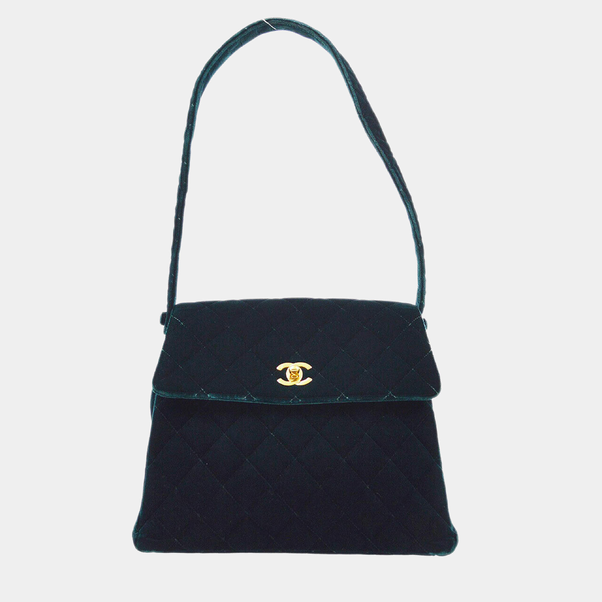 Chanel Moss Green Velvet Handbag