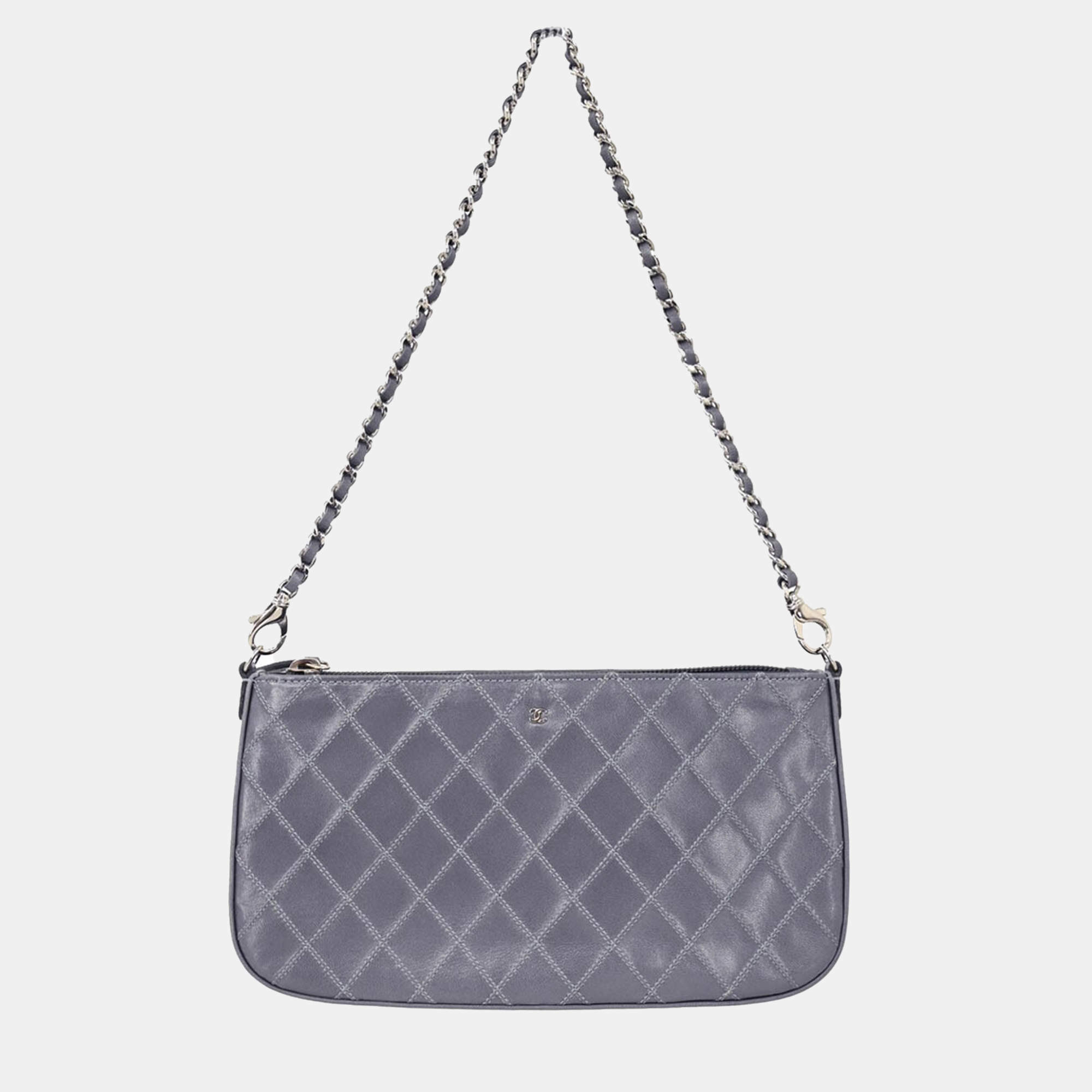Chanel Gray Calfskin Wallet On Chain