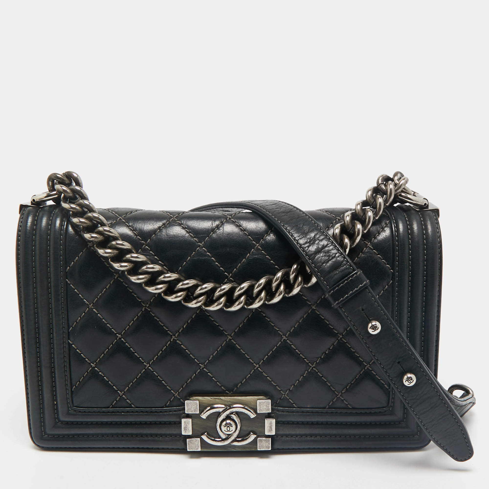 Chanel Black Quilted Leather Medium Boy Flap Bag