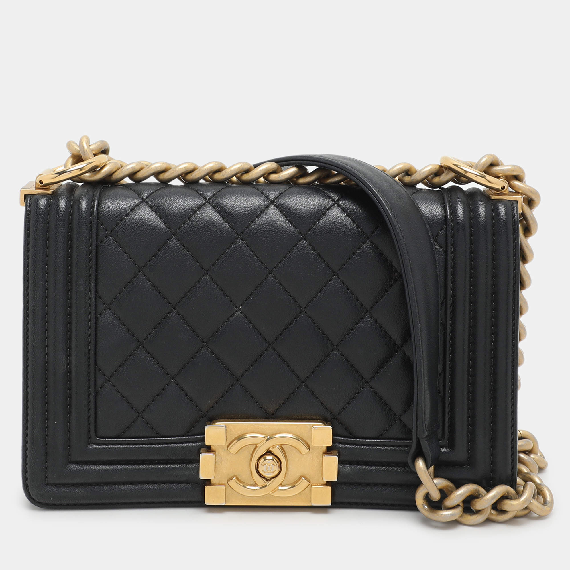 Chanel Black Quilted Leather Small Boy Flap Bag