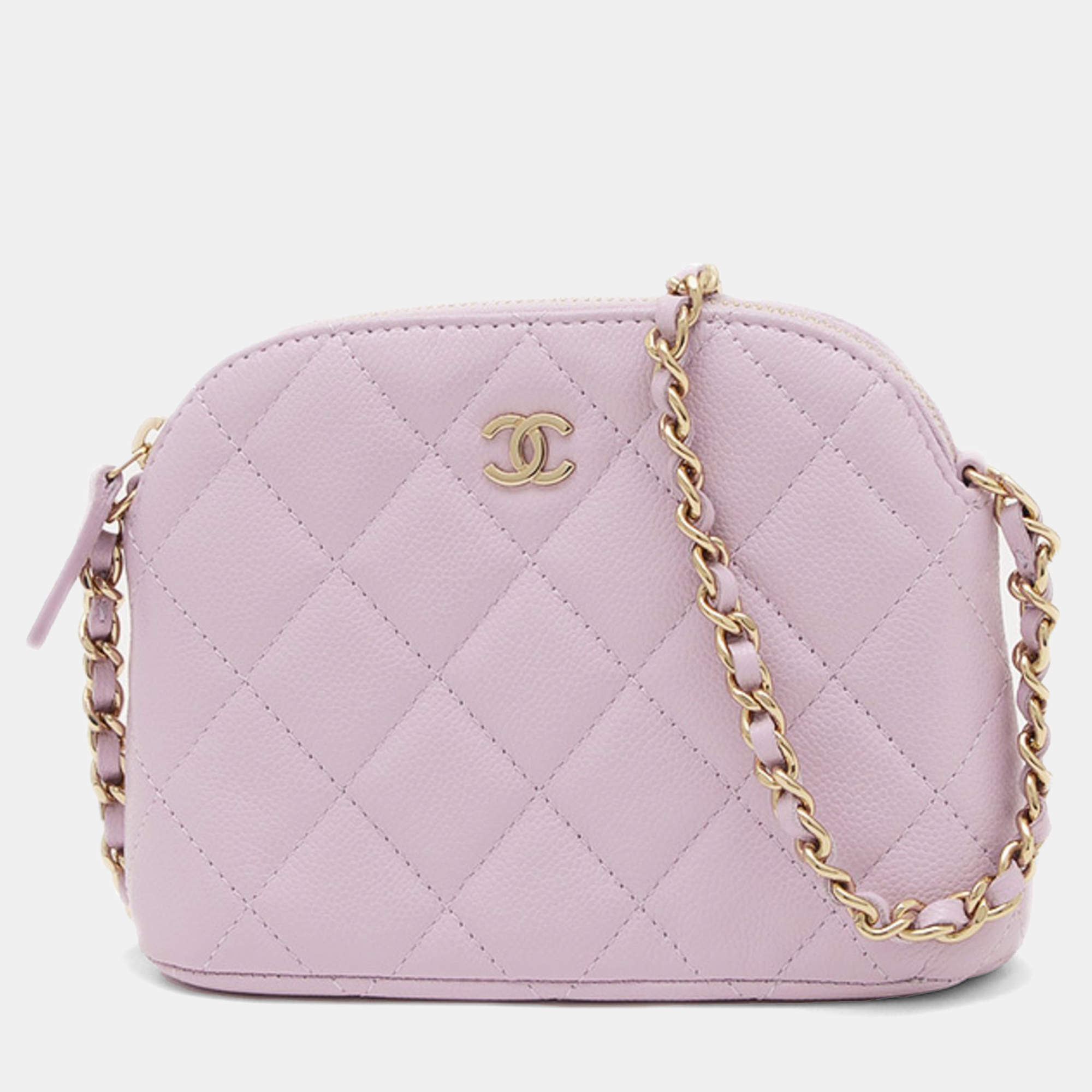 Chanel Lavender Caviar Leather CC Chain Clutch Bag 