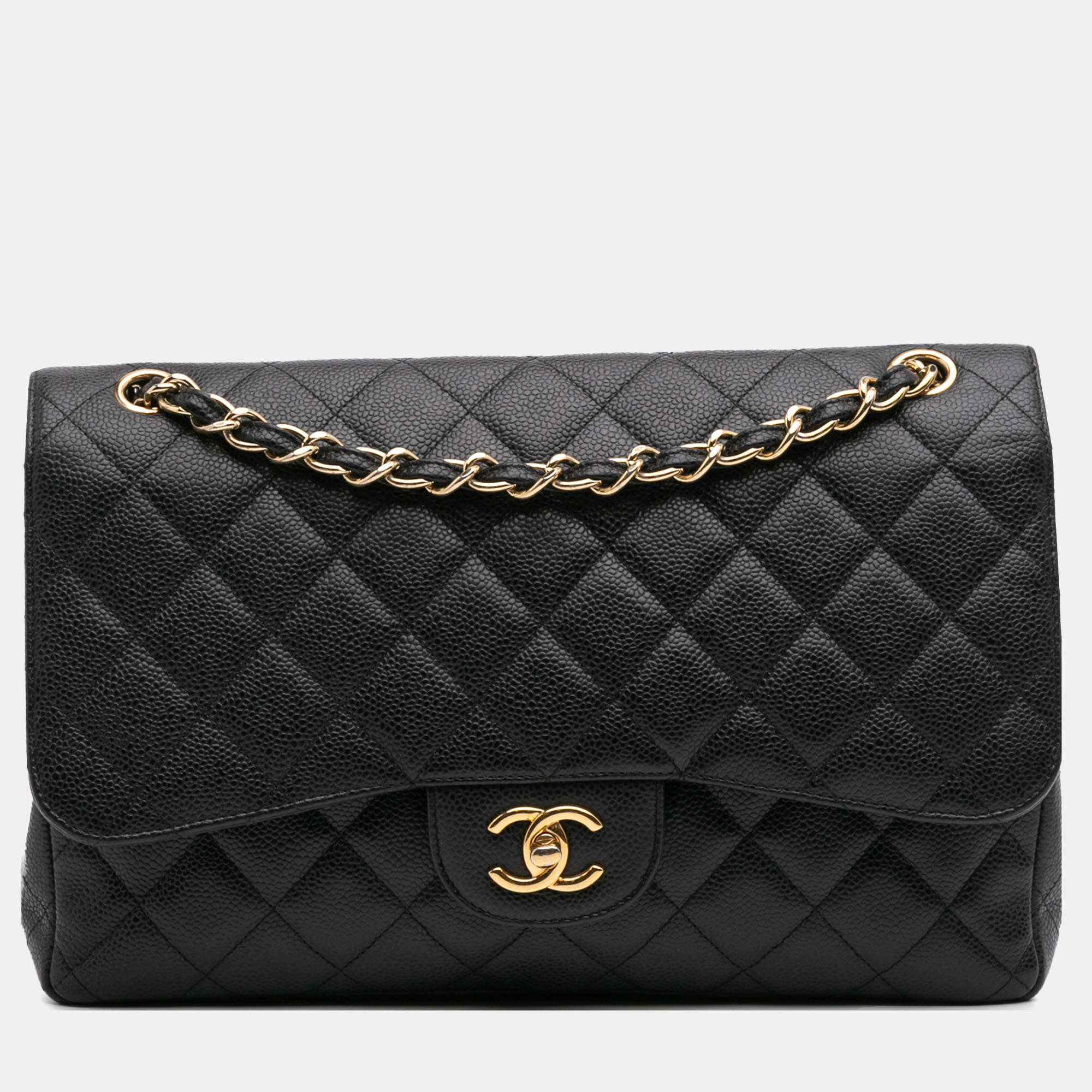 Chanel Black Jumbo Classic Caviar Double Flap