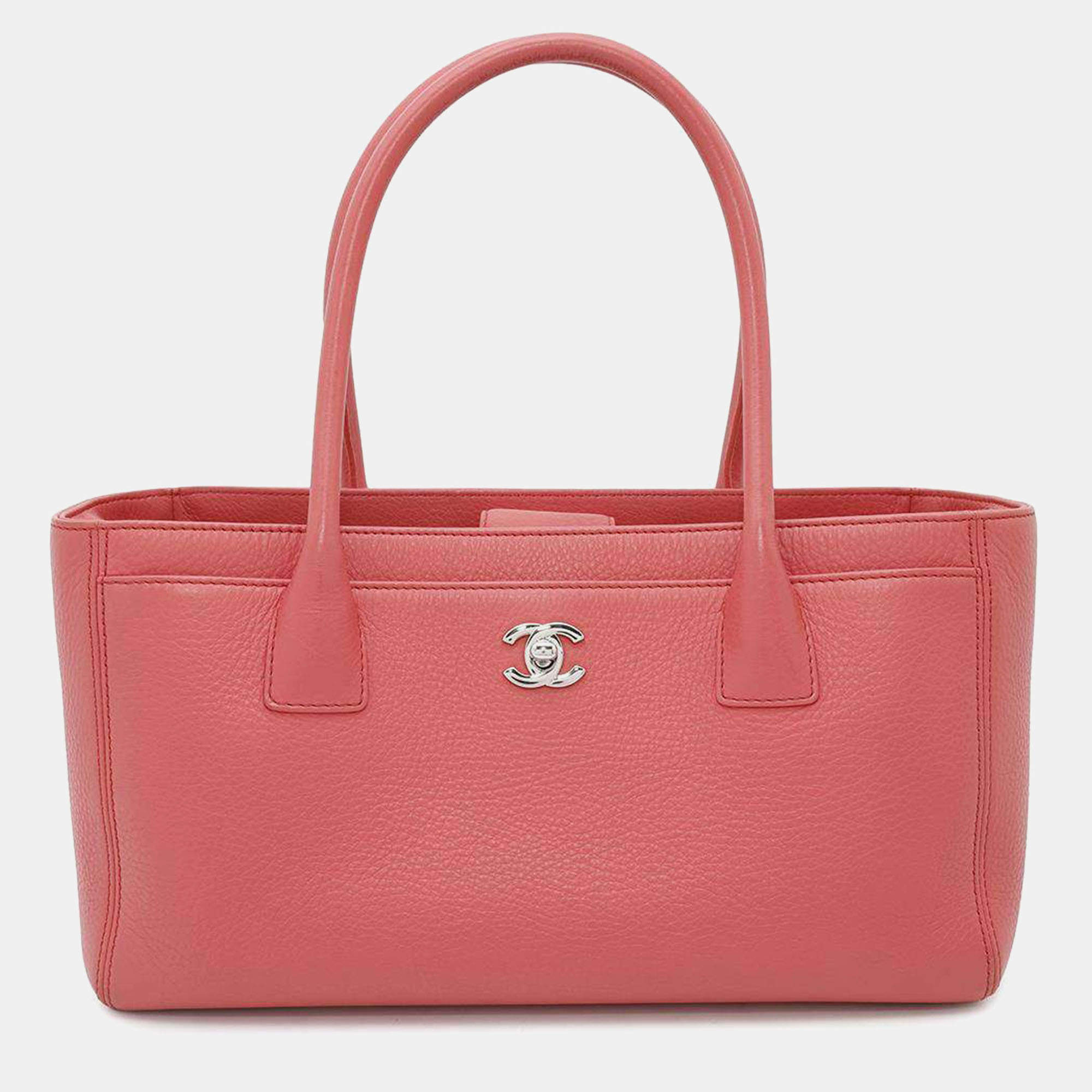 Pre Owned Chanel Pink Leather Executive Tote 