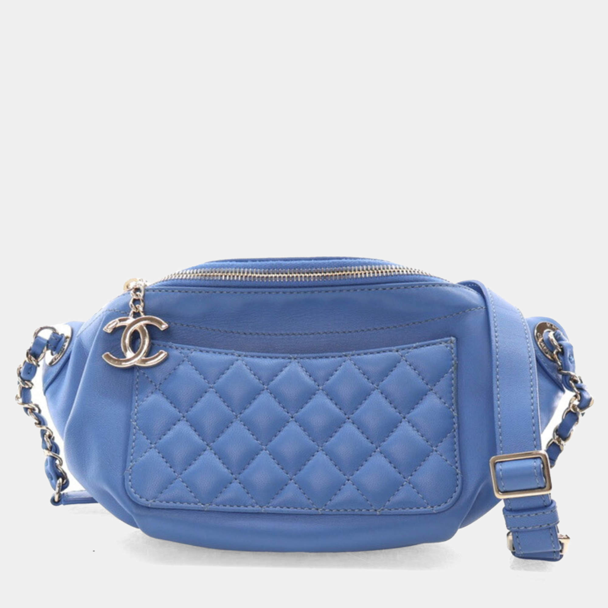 Chanel Blue Lambskin Bi Waist Bag