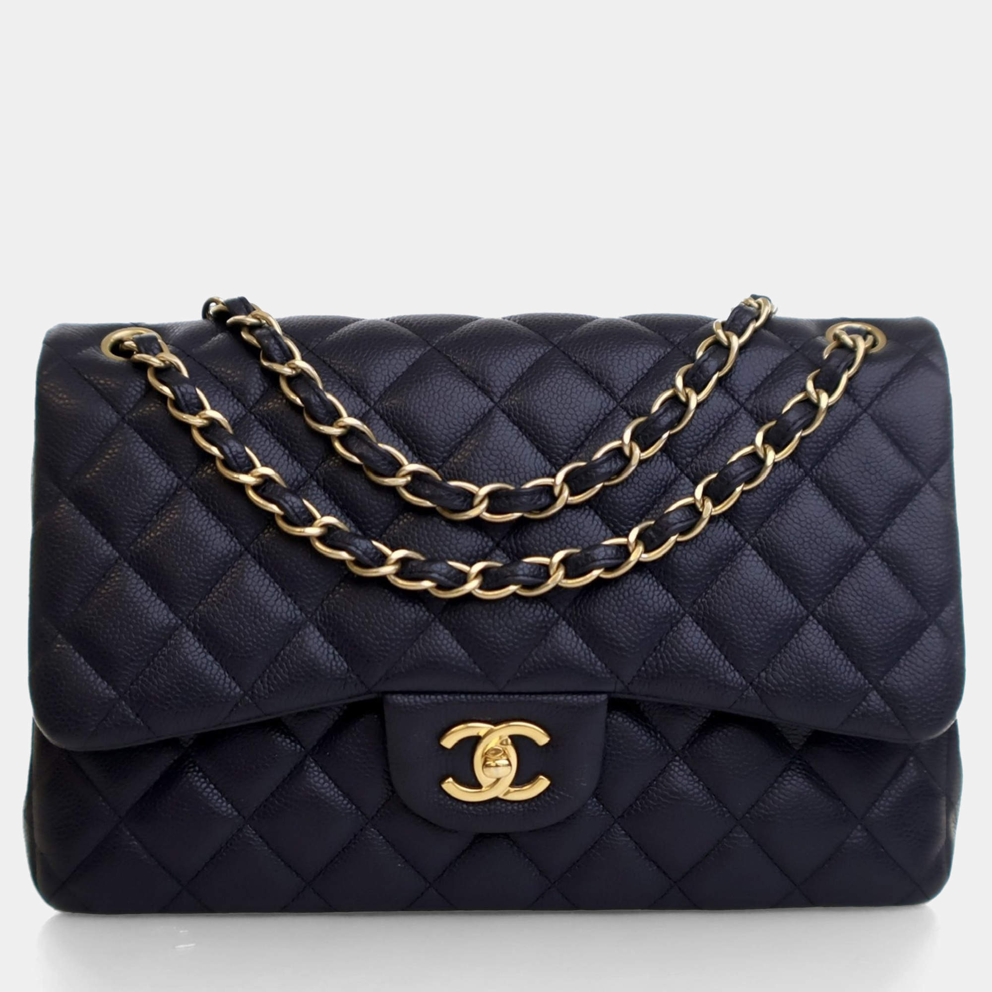 Chanel Navy Caviar Classic Jumbo  Double Flap Bag