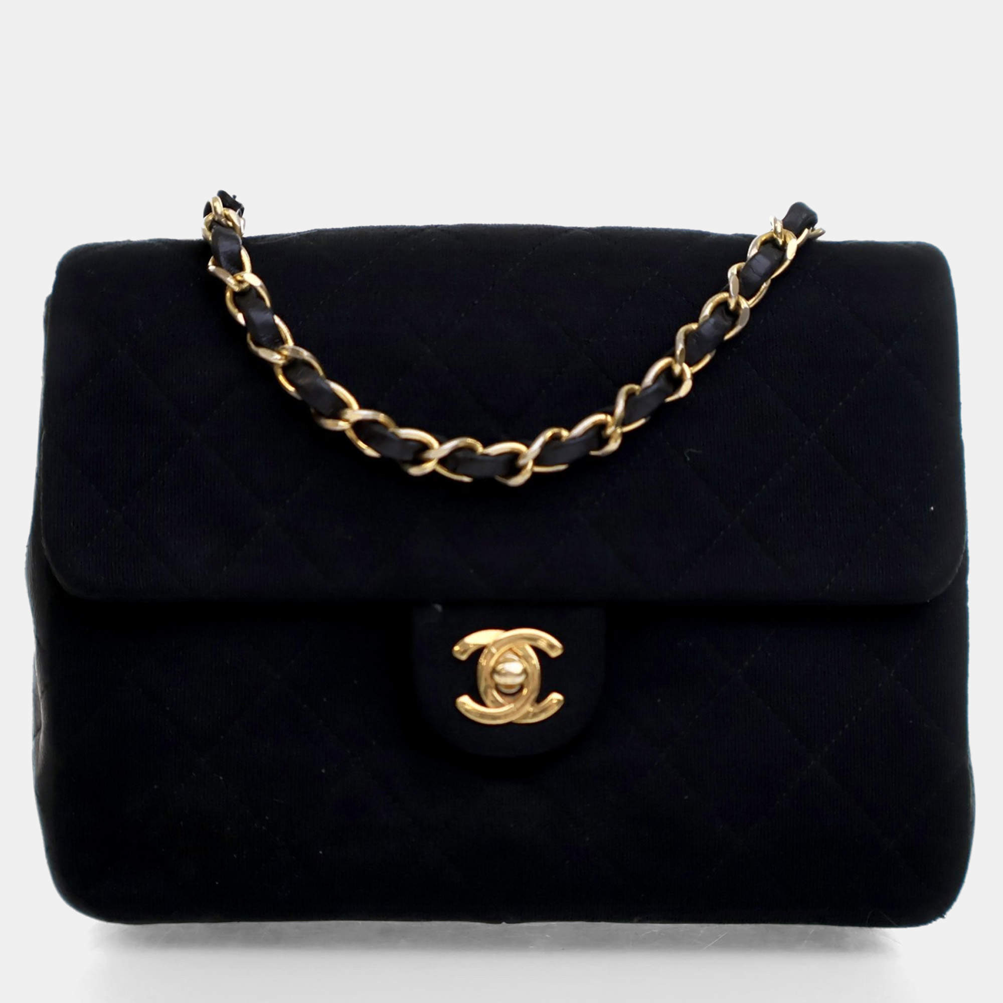 Chanel Black Calfskin Square Vintage Single Flap Bag