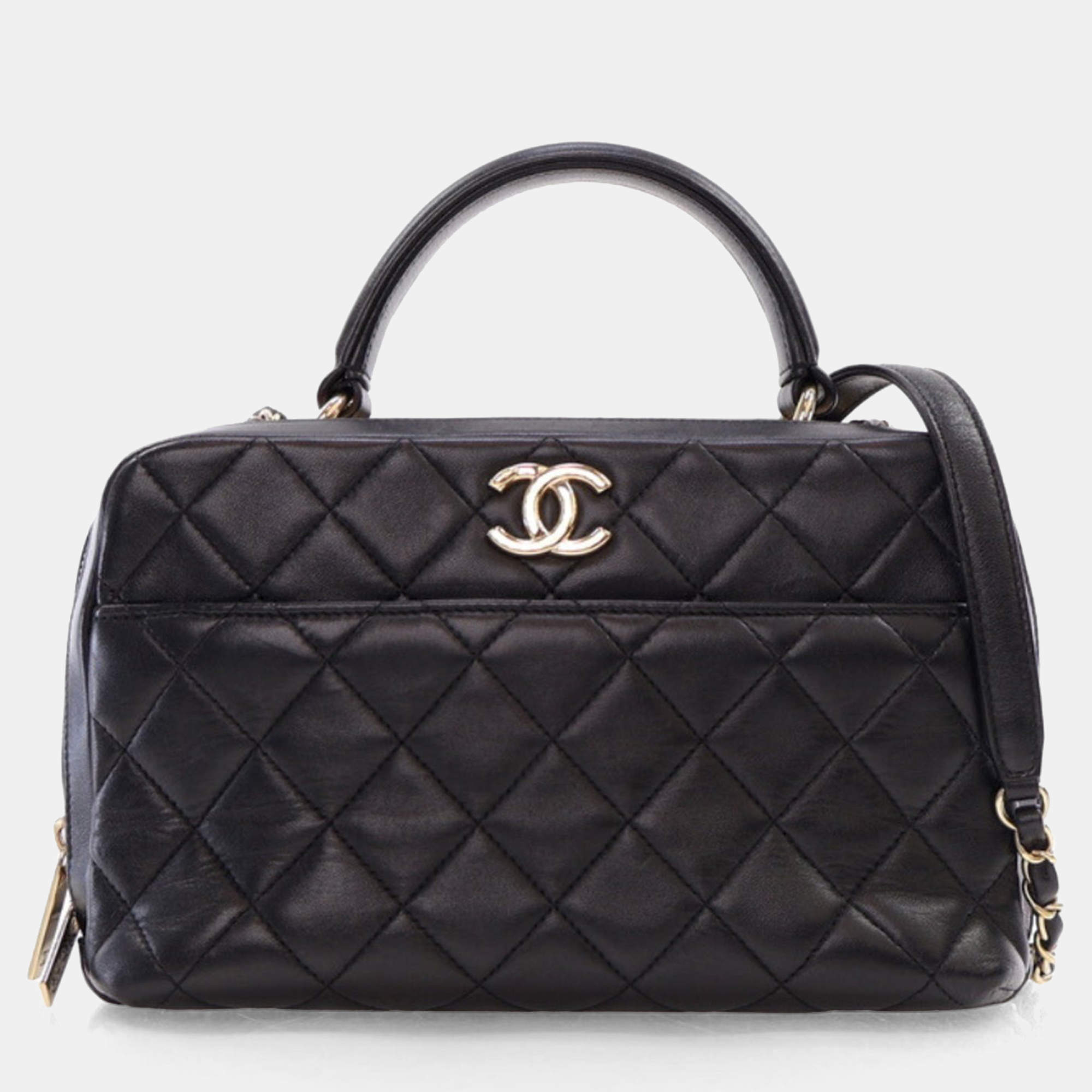 Chanel Black Lambskin Trendy CC Bowling Bag