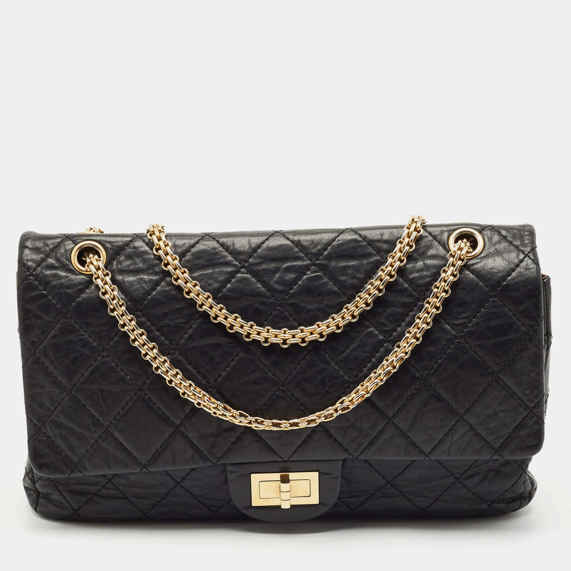 Chanel Black Quilted Aged Leather 227 Reissue 2.55 Flap Bag