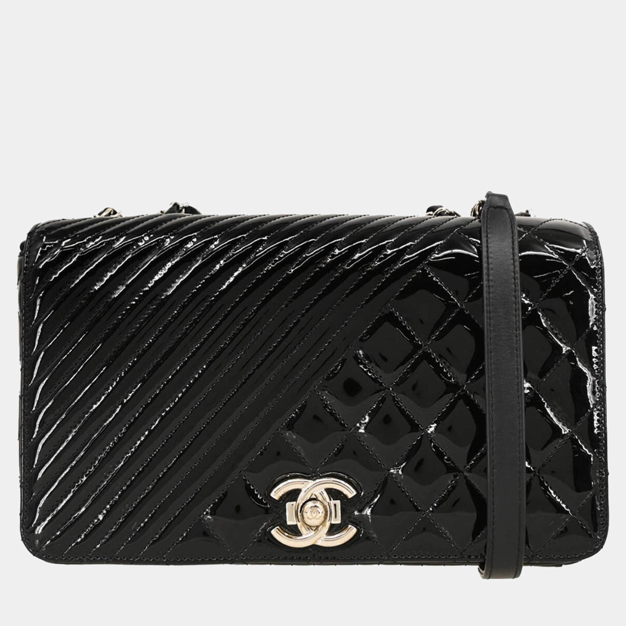Chanel Black Patent Leather Coco Boy Shoulder Bag