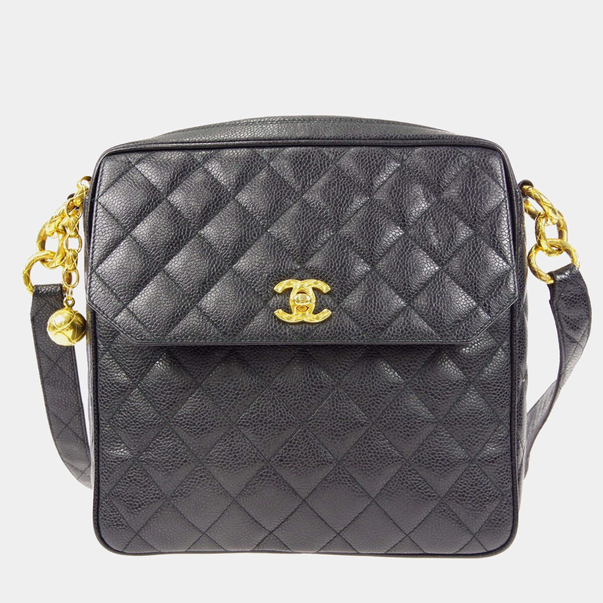 Chanel Black Calfskin Crossbody Flap Shoulder Bag