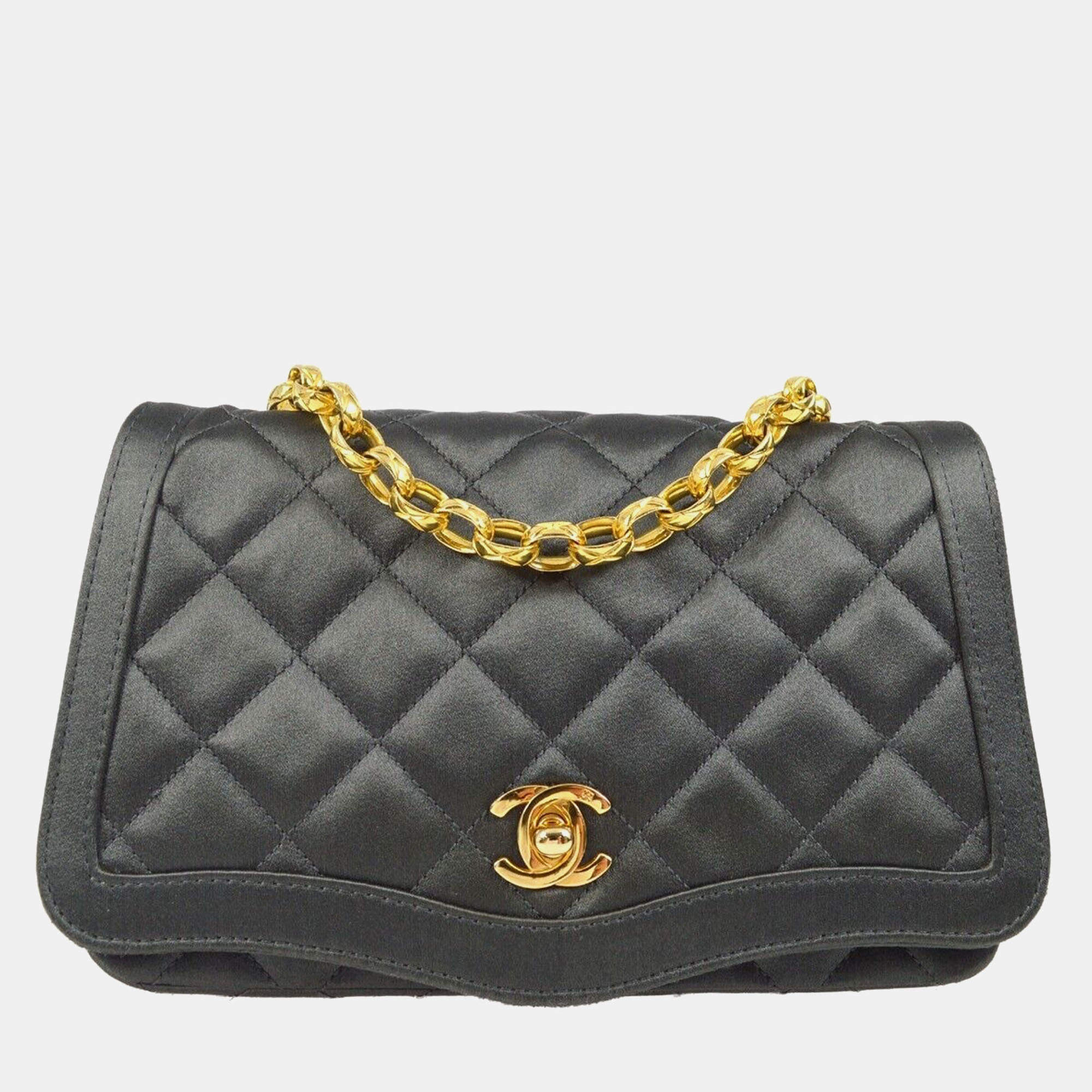 Chanel Satin Single Flap Turnlock Shoulder Bag 