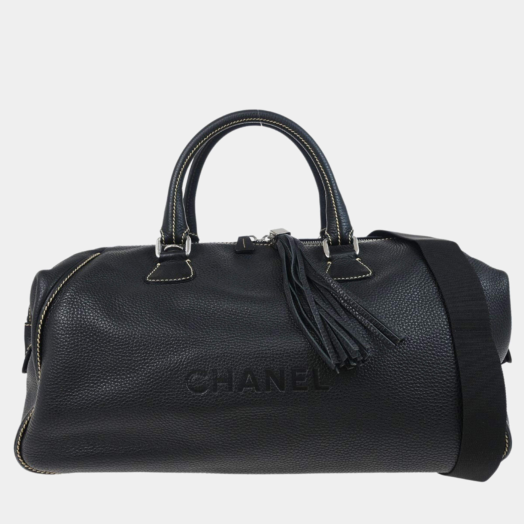 Chanel Black Calfskin Duffle Handbag 