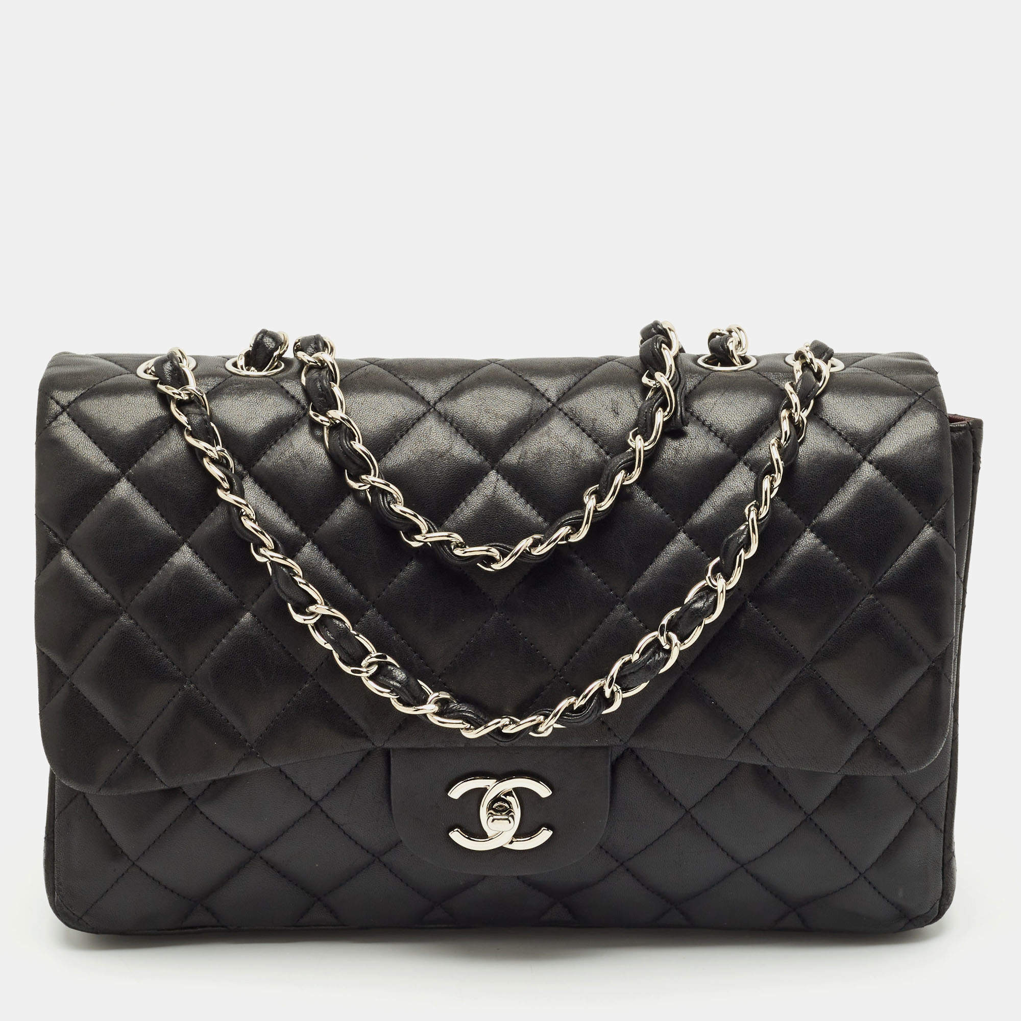 Chanel Black Quilted Leather Jumbo Classic Single Flap Bag