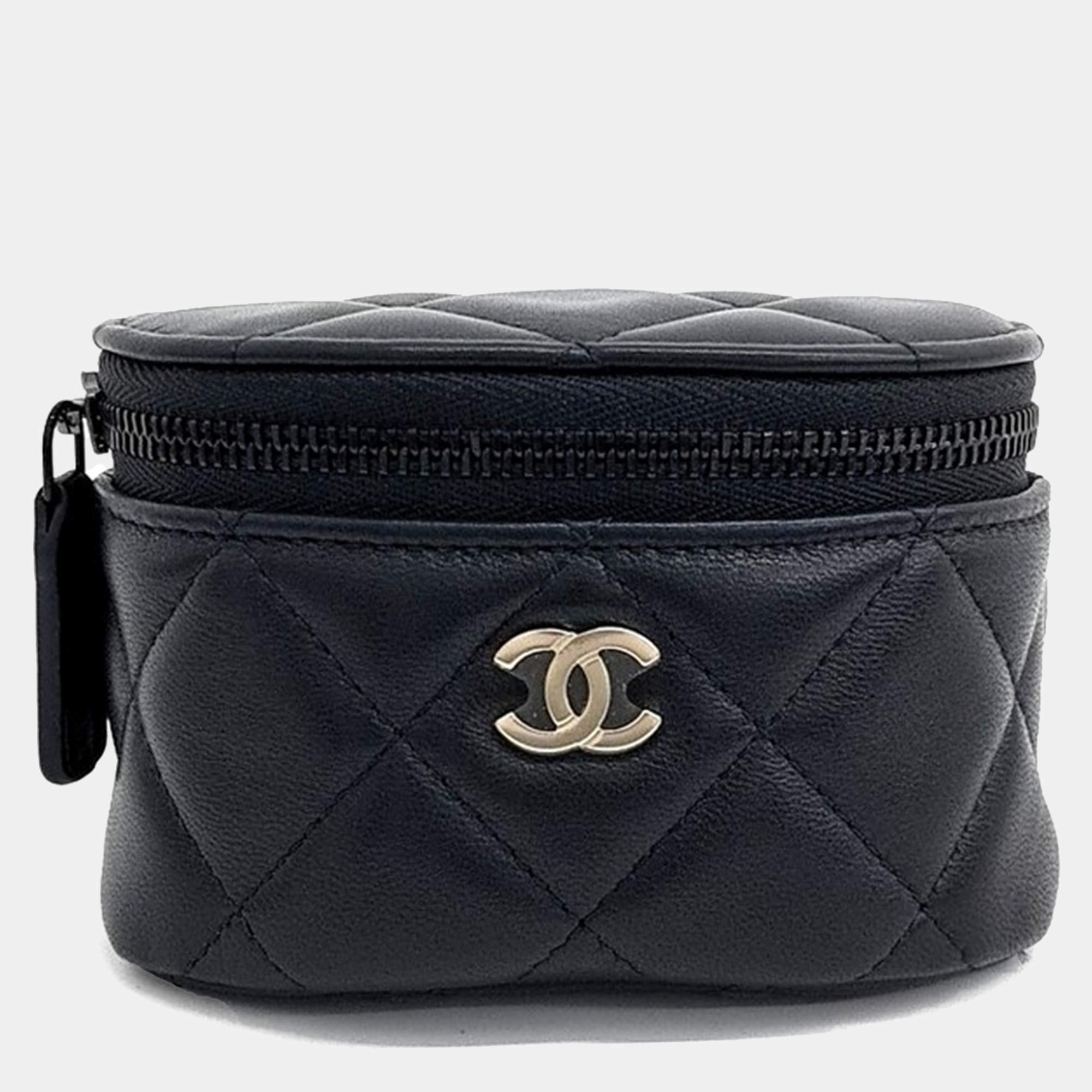Pre Owned Chanel Black Leather Armband Pocket Mini Bag