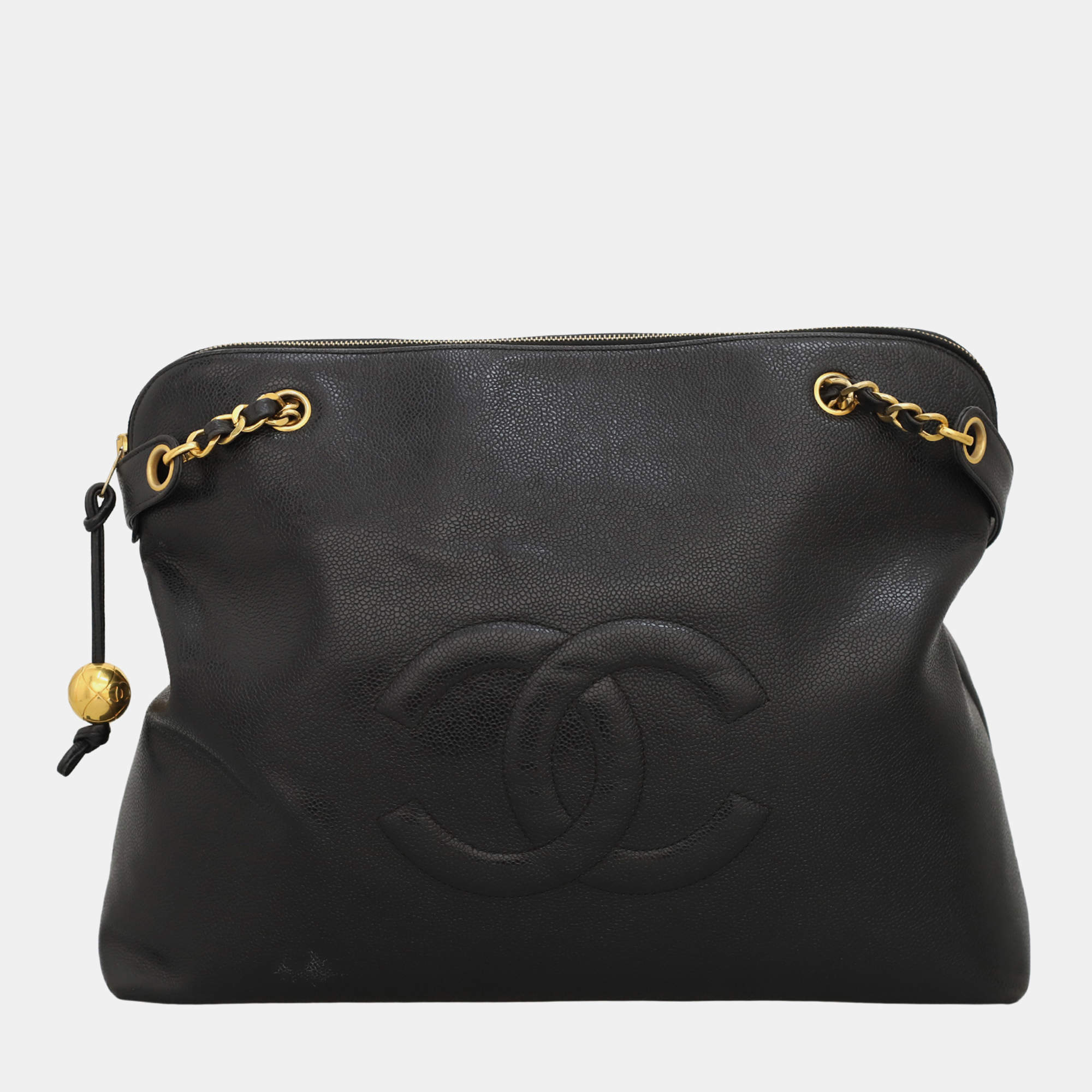 Pre Owned  Chanel Black Vintage Caviar Large CC Shoulder Bag