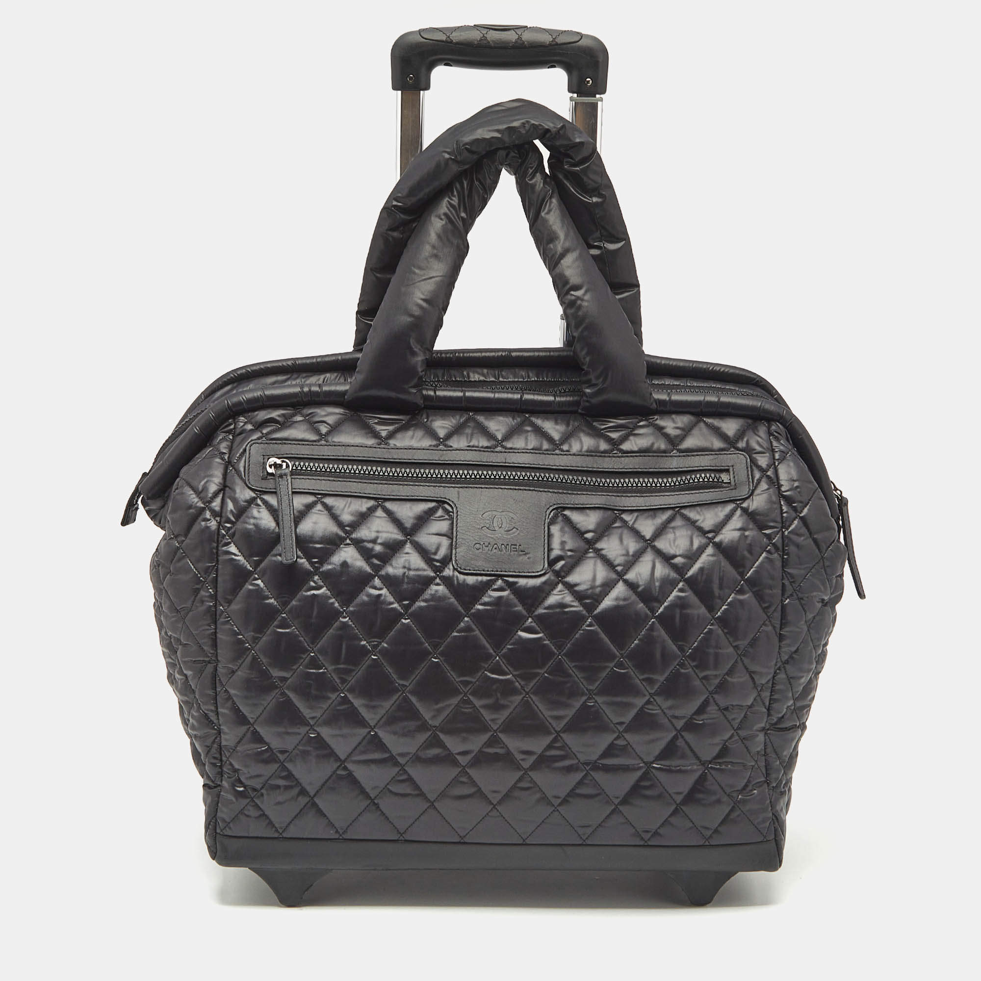 Chanel Black Quilted Nylon Coco Cocoon Rolling Trolley Case