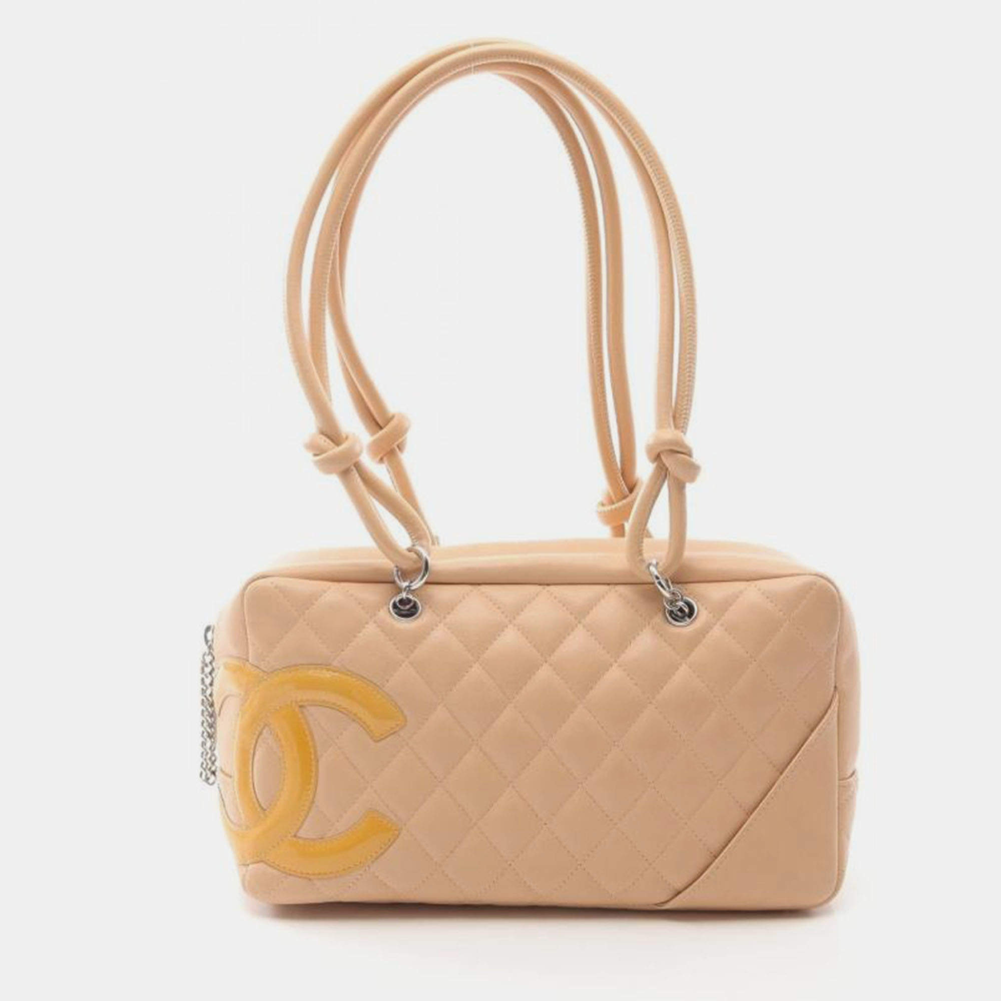 Chanel Beige Quilted Leather Cambon Ligne Bowler Bag