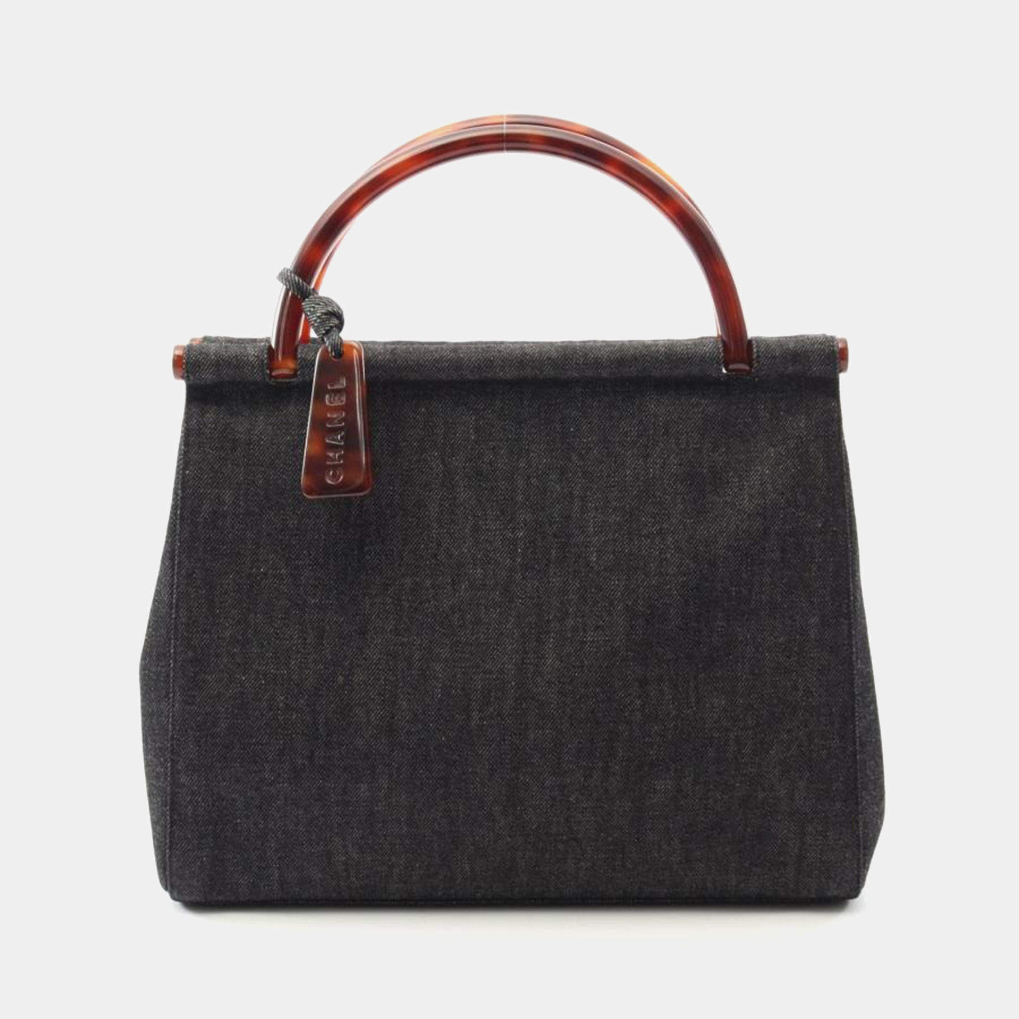 Chanel Denim Vintage Resin Top Handle Bag 
