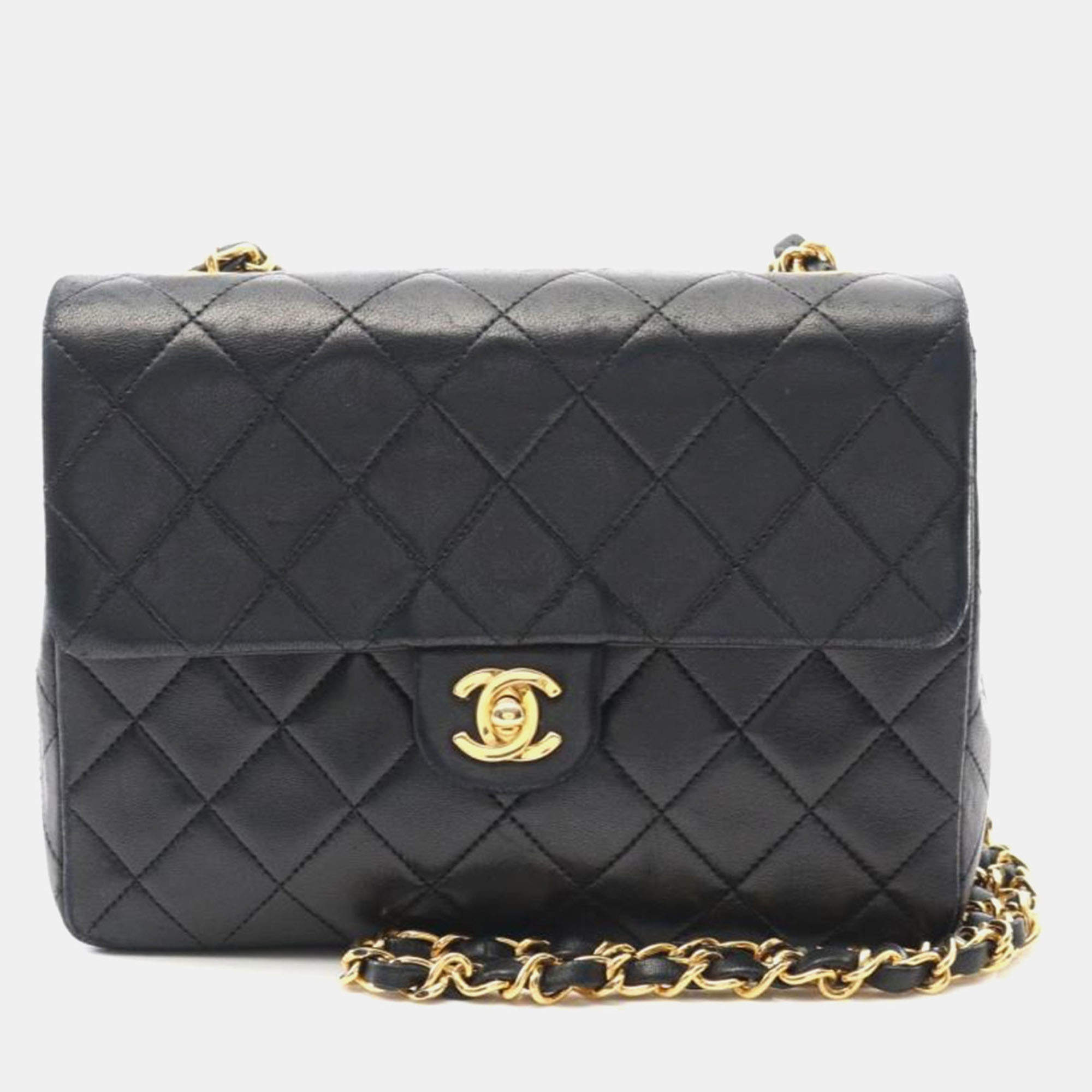 Chanel Black Quilted Lambskin Square Single Flap Bag