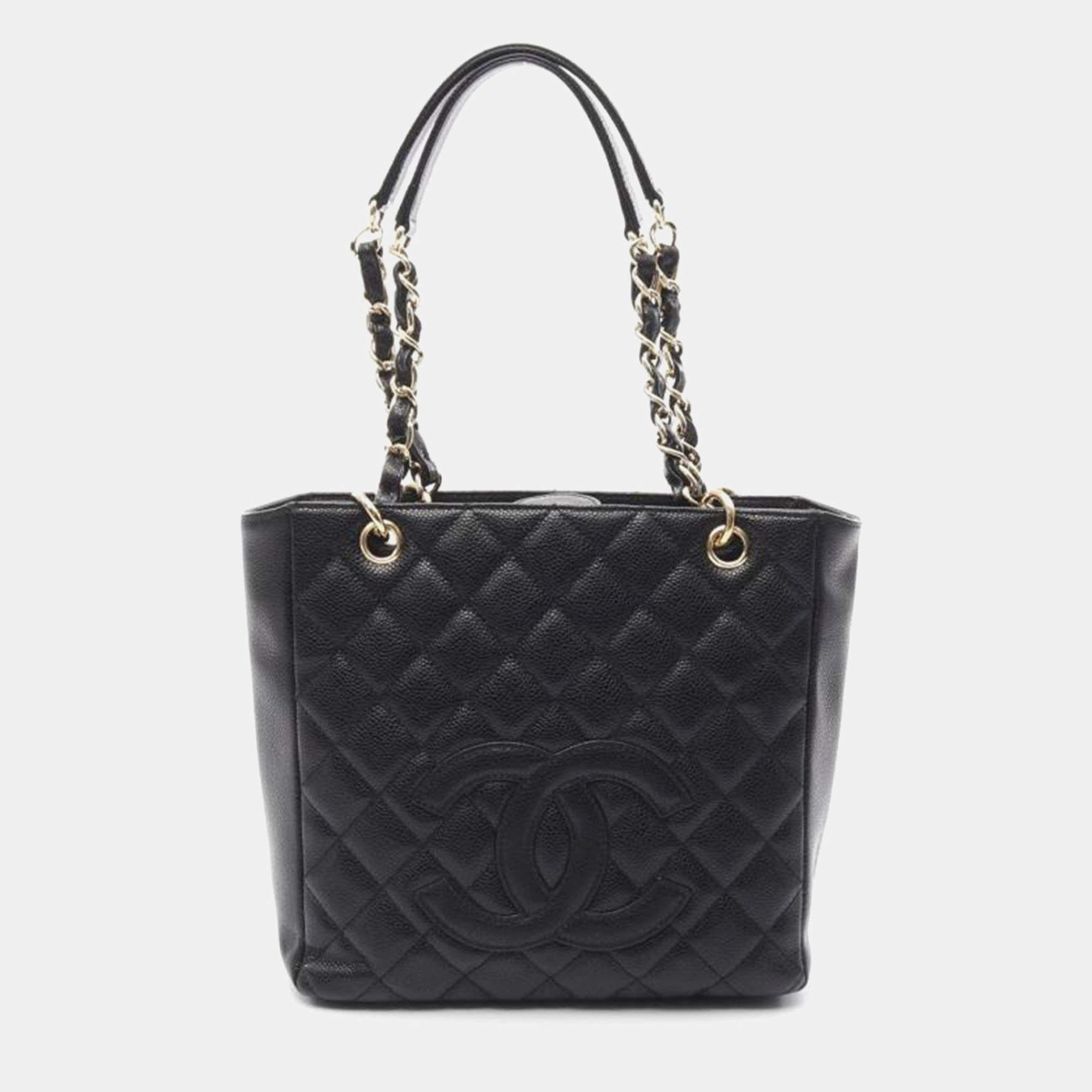 Pre Owned Chanel Black Leather PST Chain Shoulder Bag