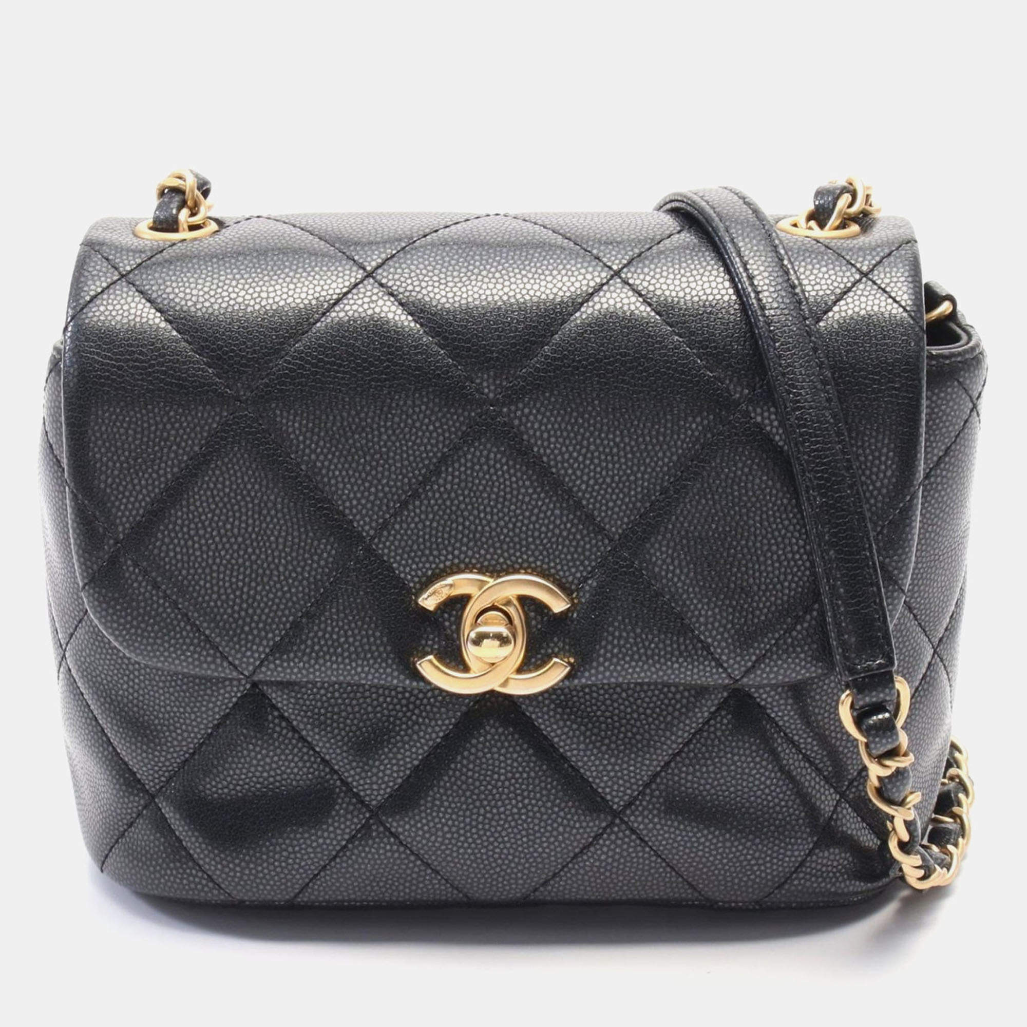Pre Owned Chanel Black Leather CC Flap Shoulder Bag