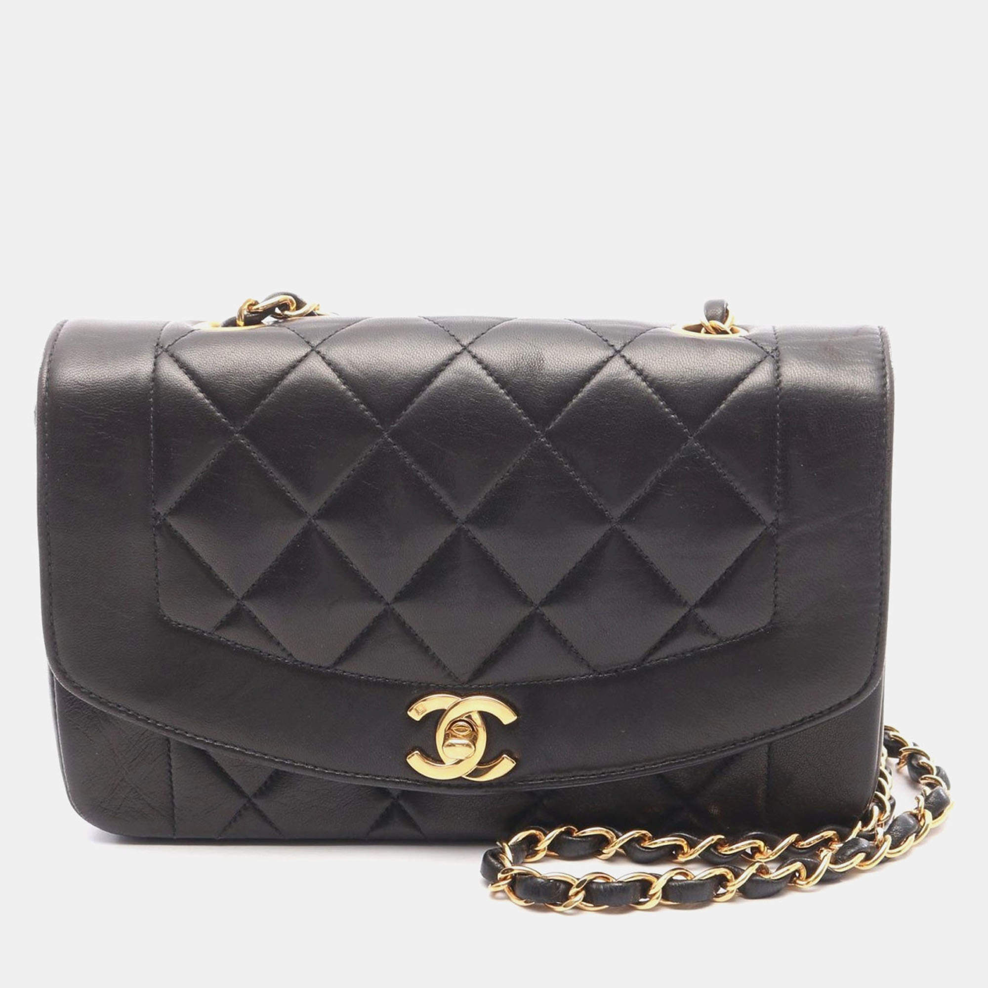 Chanel Black Leather Diana Shulder Bag