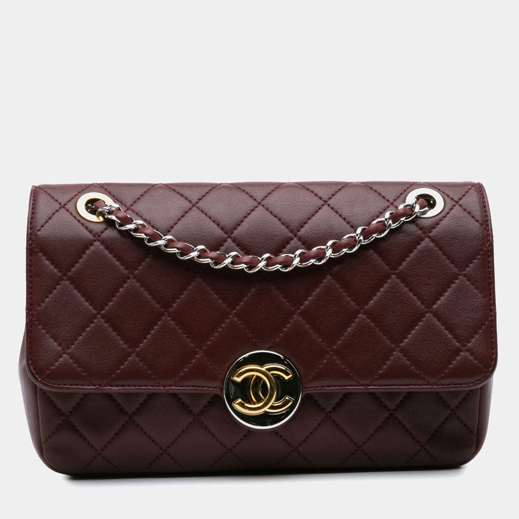 Chanel Red CC Quilted Lambskin Single Flap
