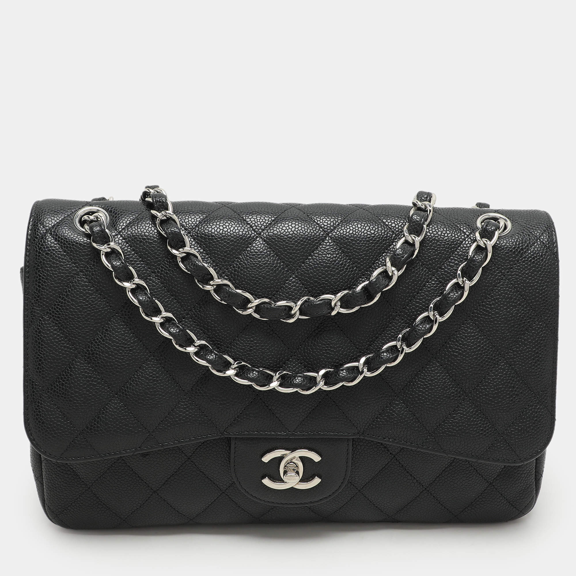 Chanel Black Quilted Leather Jumbo Classic Double Flap Bag