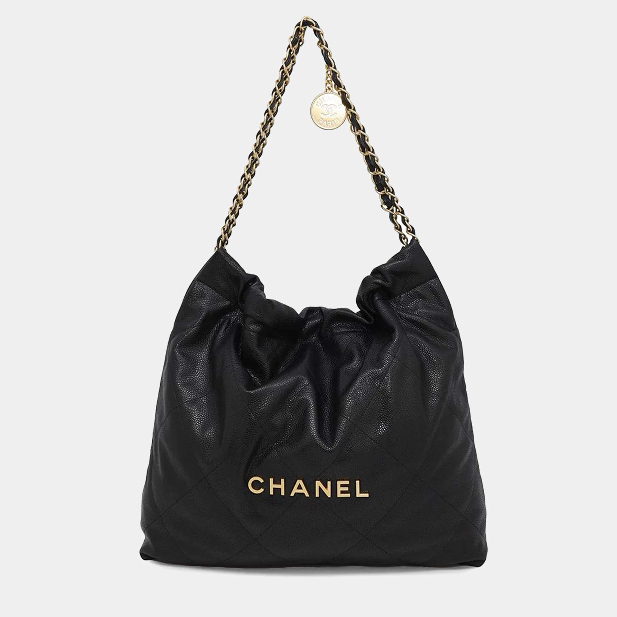 Chanel Black Soft Caviar Leather Small Chanel 22 Handbag