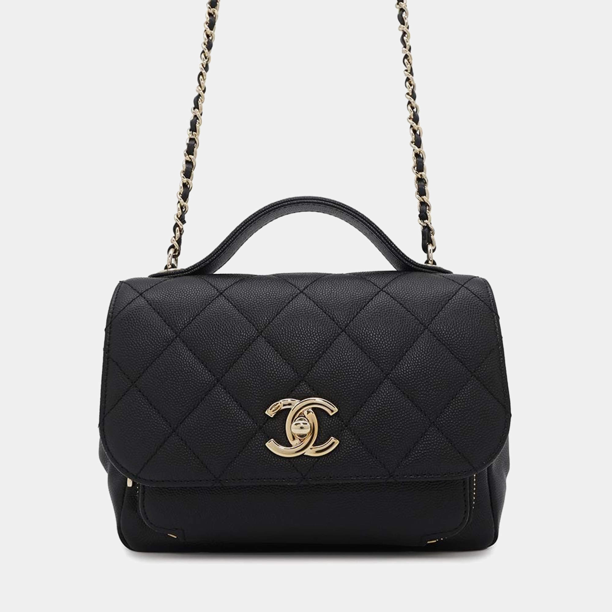 Chanel Affinity 2Way Shoulder Bag Black Caviar Leather