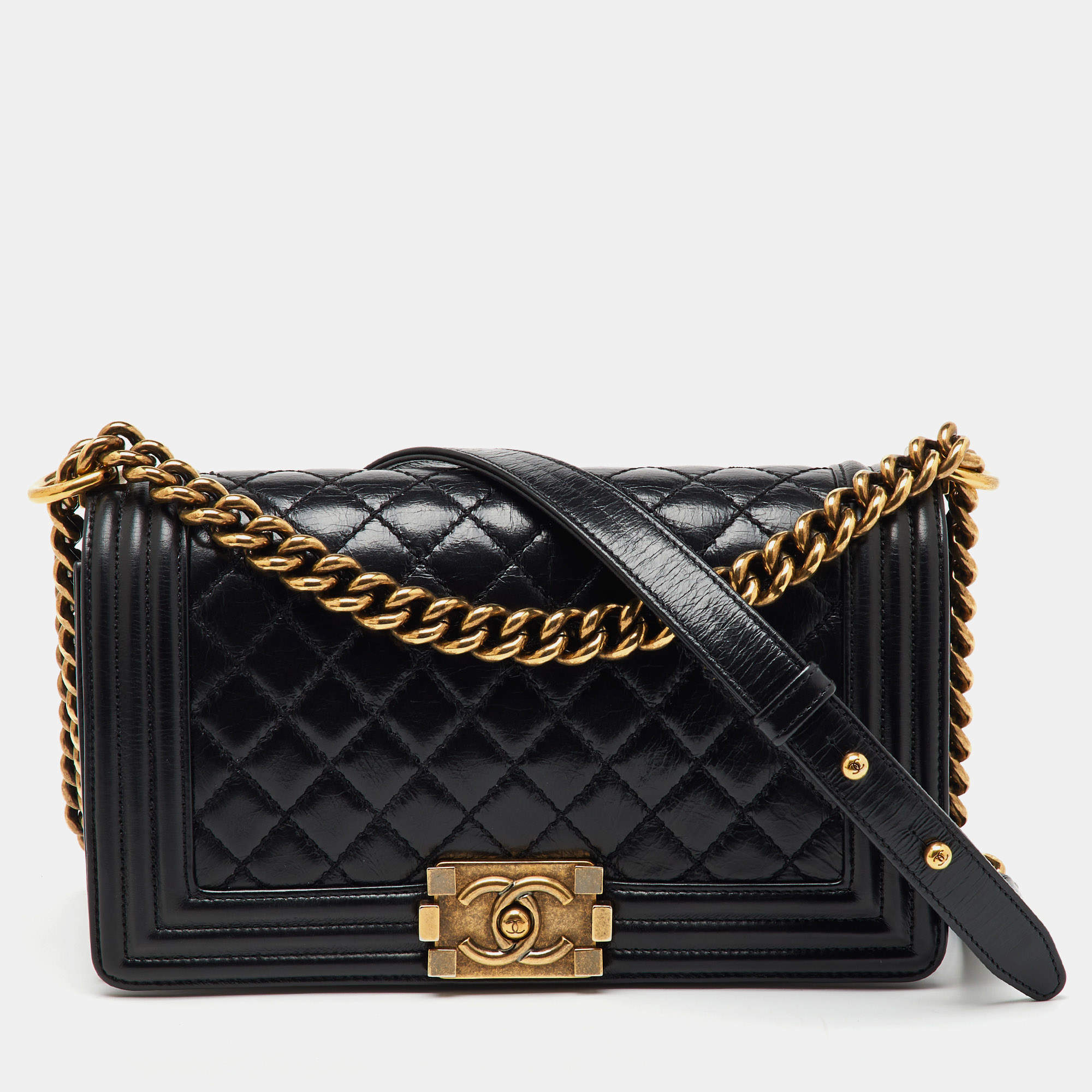 Chanel Black Quilted Leather Medium Boy Flap Bag