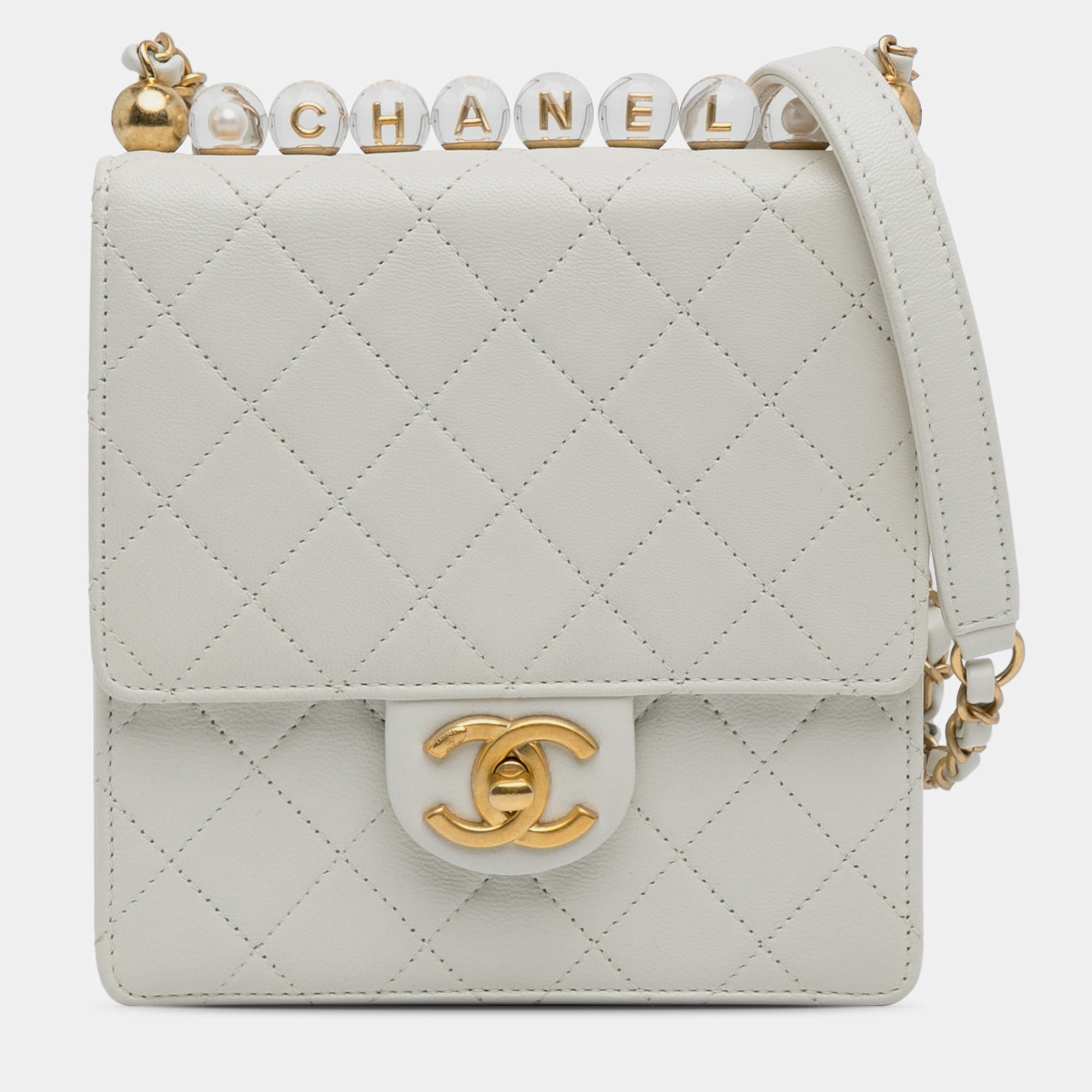 Chanel White Small Chic Pearls Flap