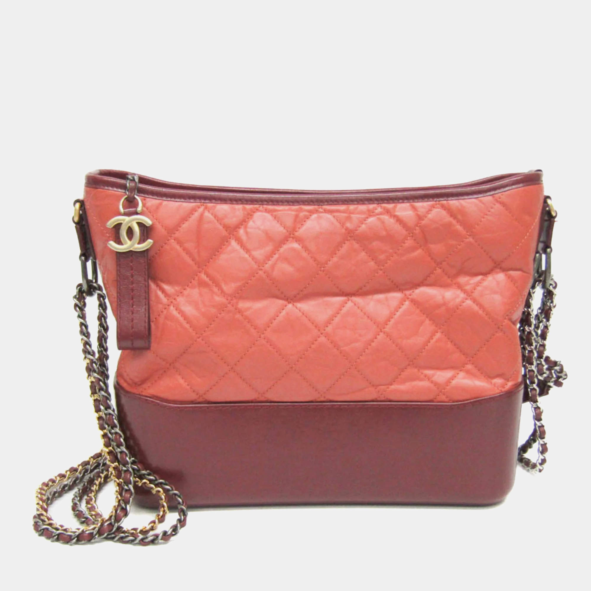 Chanel Gabrielle Pink Wine Leather Shoulder Bag