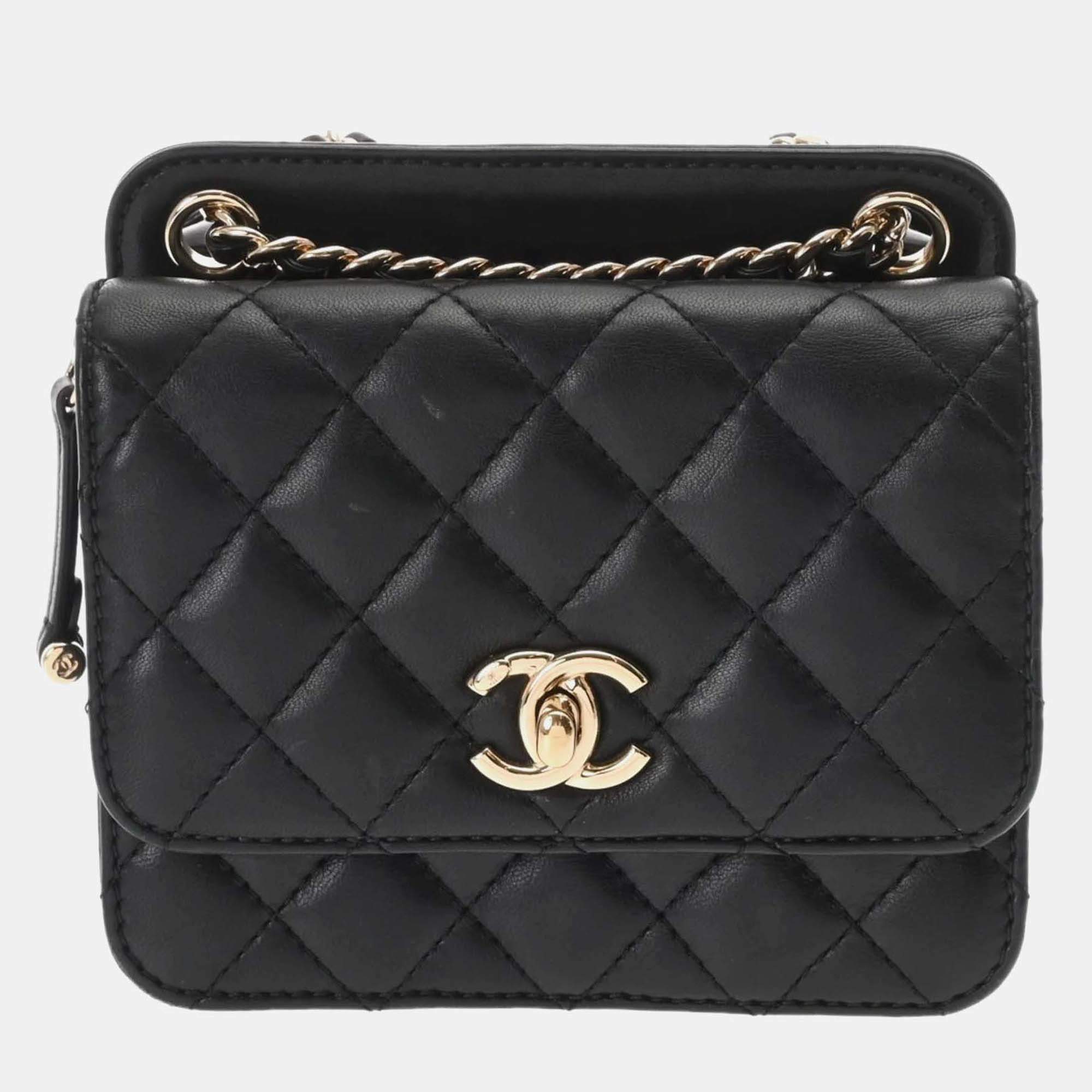 Chanel Mini Quilted Black Lambskin Chain Shoulder Bag