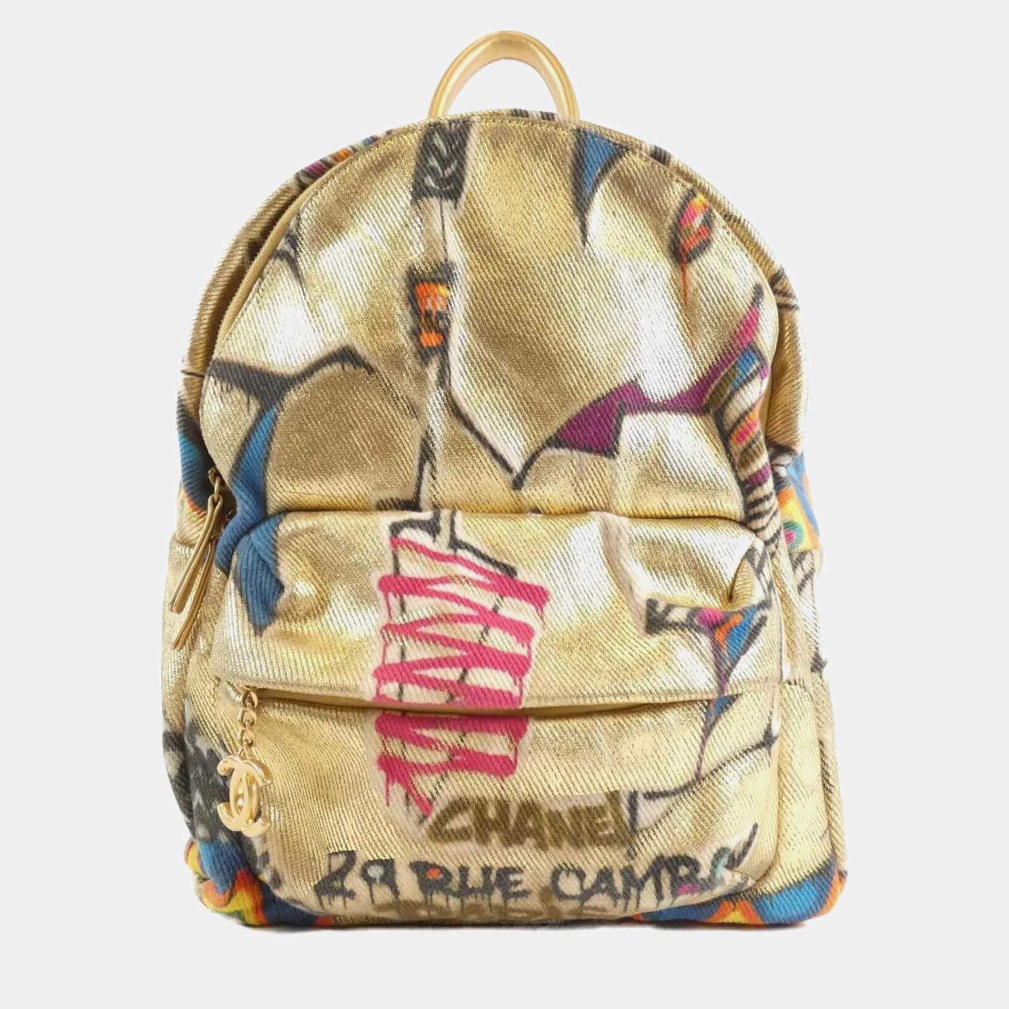 Chanel New York Street Spirit Multicolor Printed Canvas Backpack