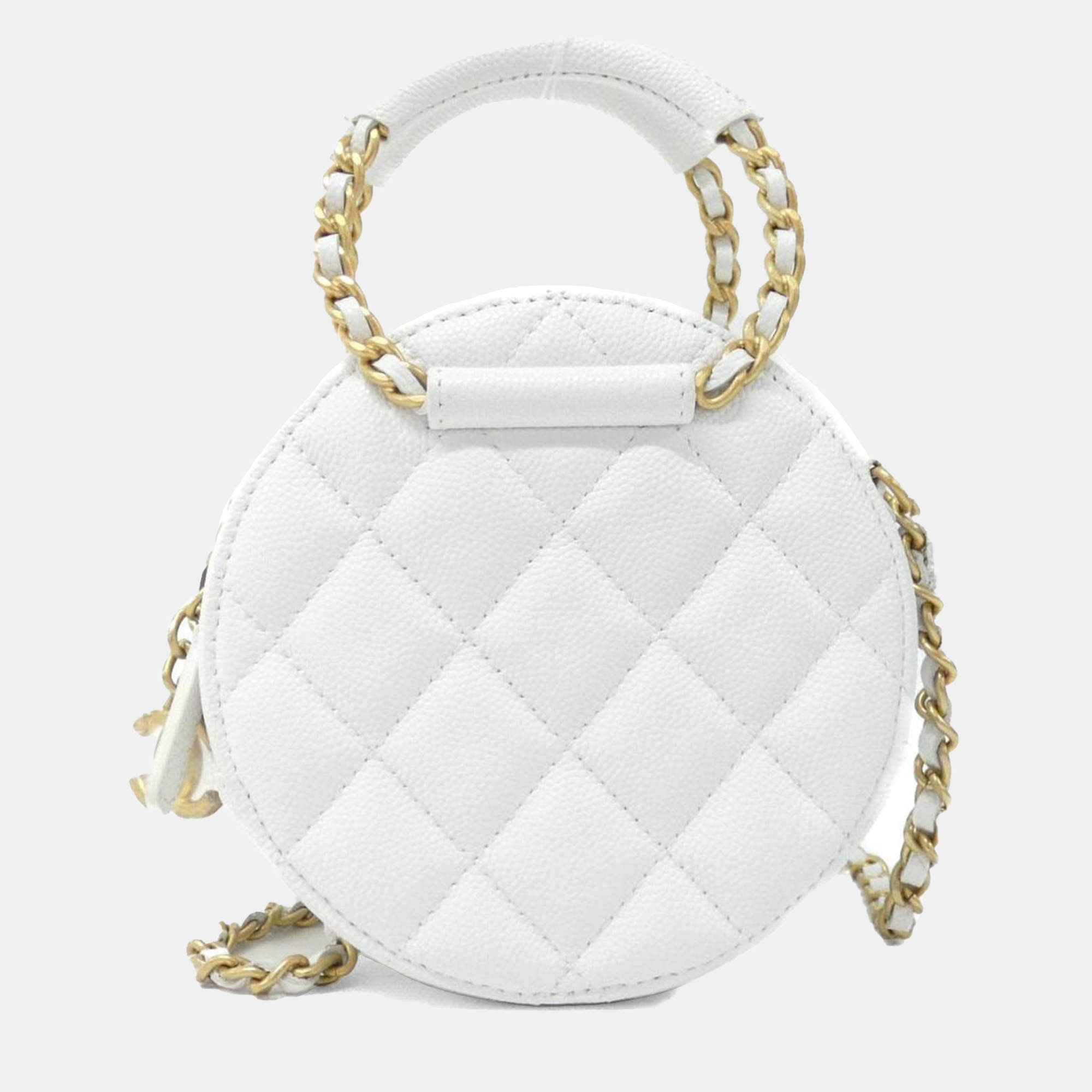 Pre Owned Chanel In The Loop White Leather Shoulder Bag