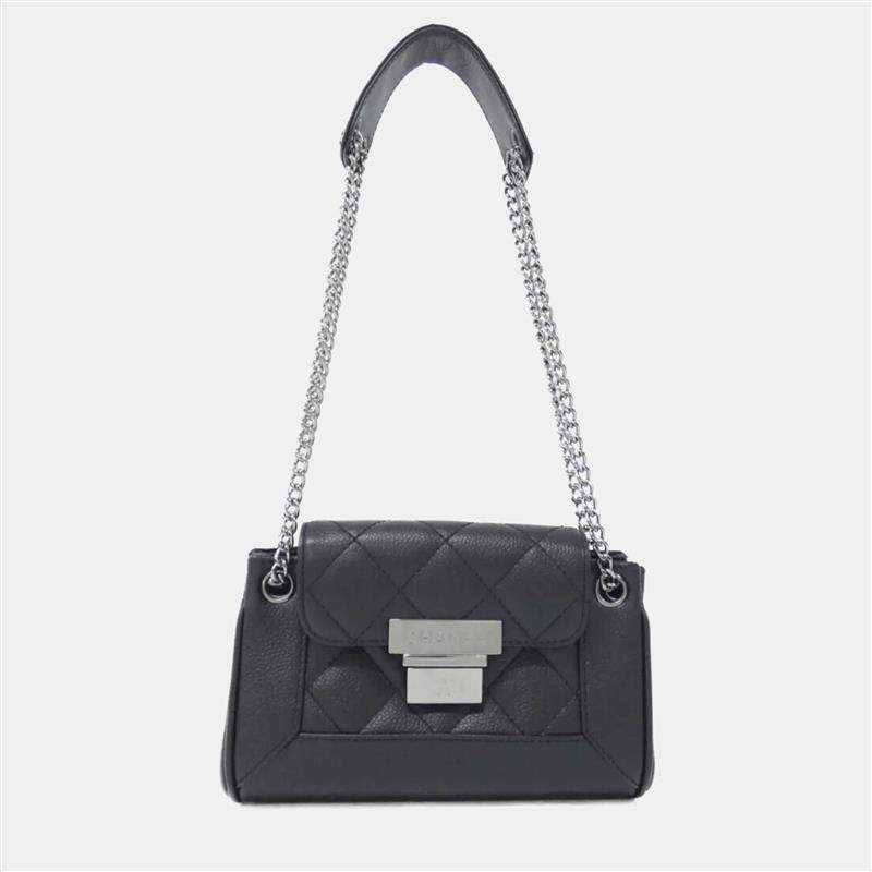 Chanel Accordion Black Leather Shoulder Bag