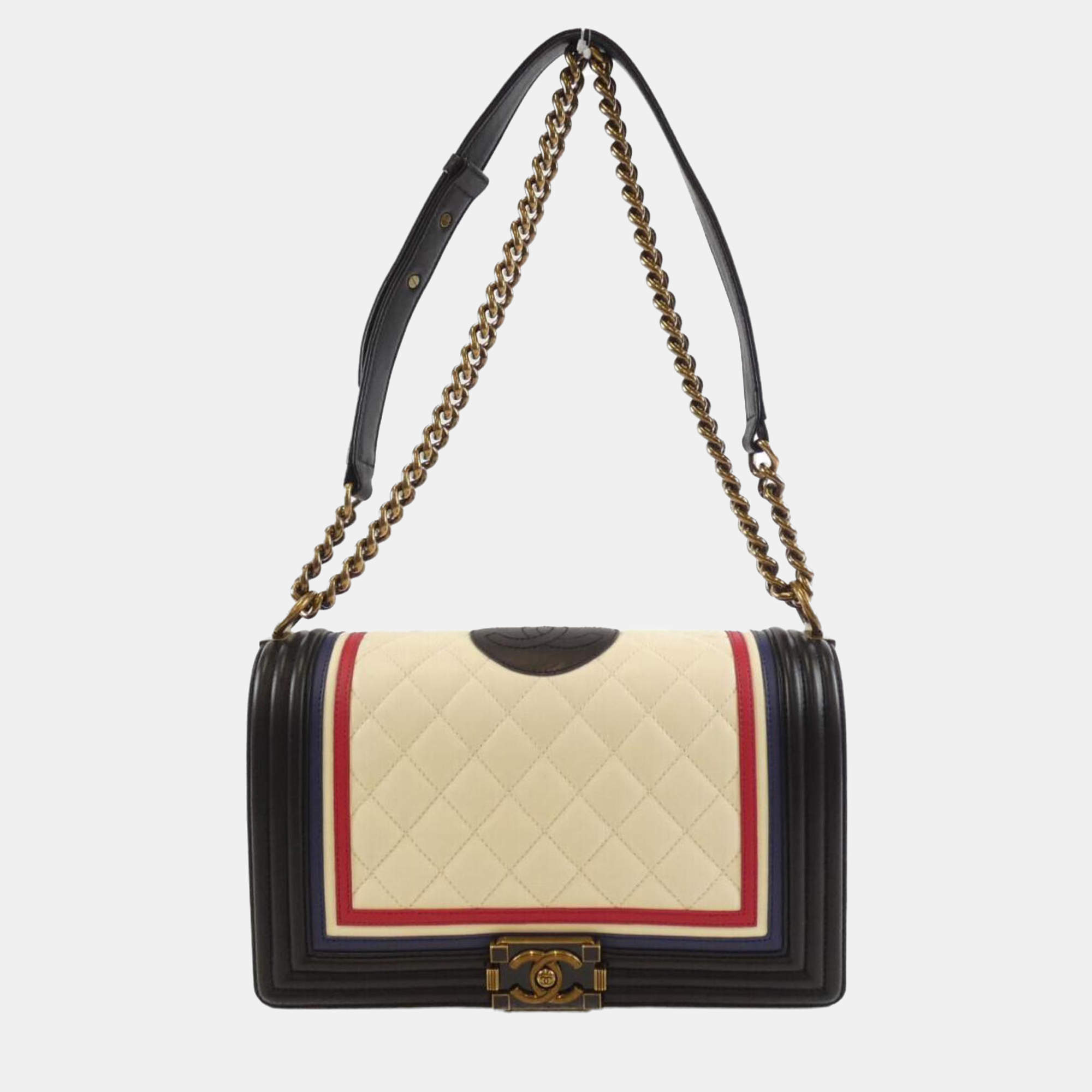 Chanel Boy Tricolour Quilted Leather Shoulder Bag