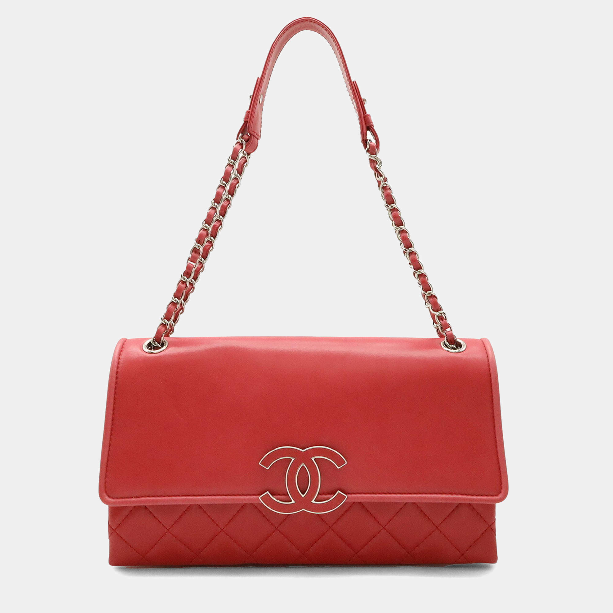 Chanel Hamptons Coco Mark Chain Shoulder Bag Lambskin Leather Pink