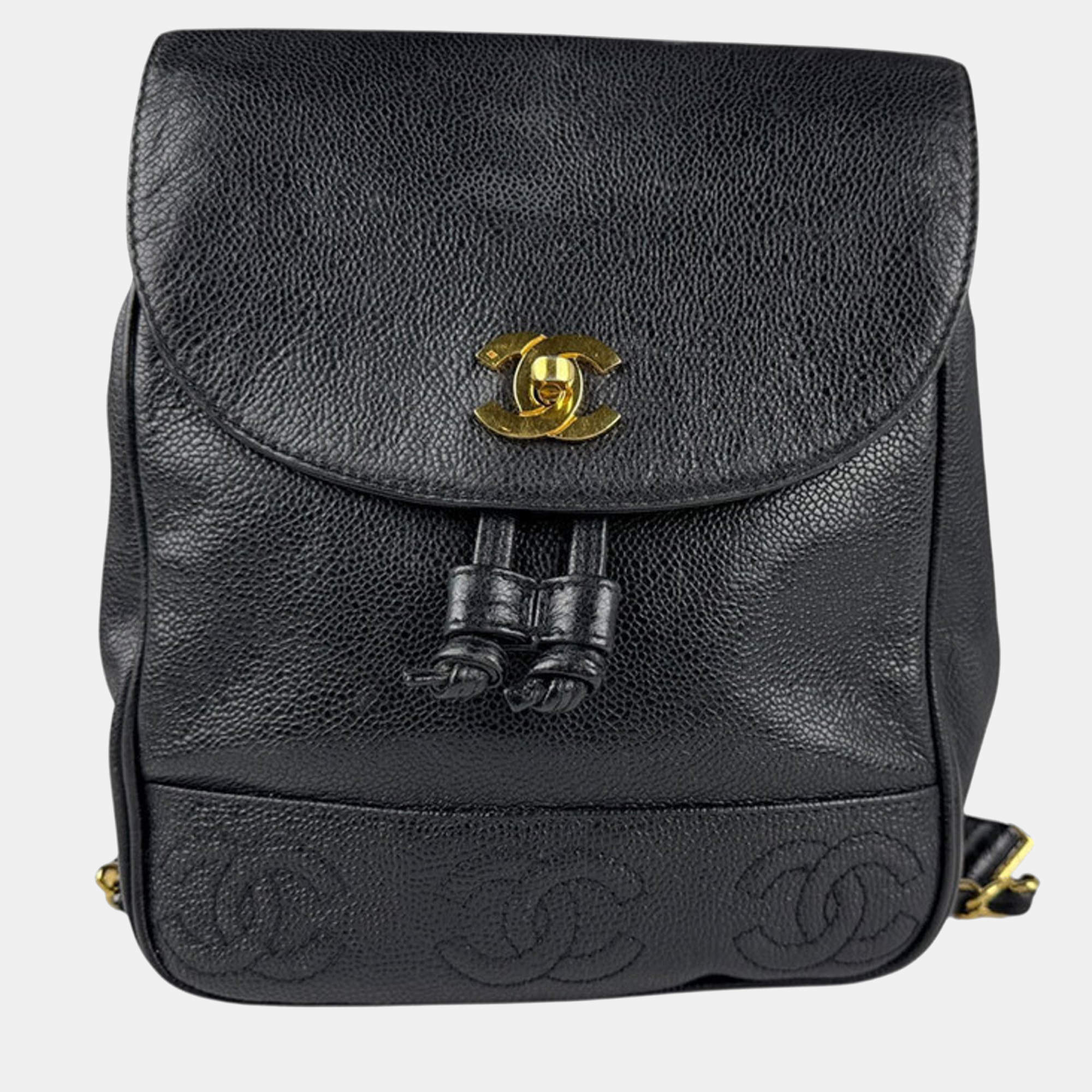 Chanel PM Black Caviar Leather Backpack